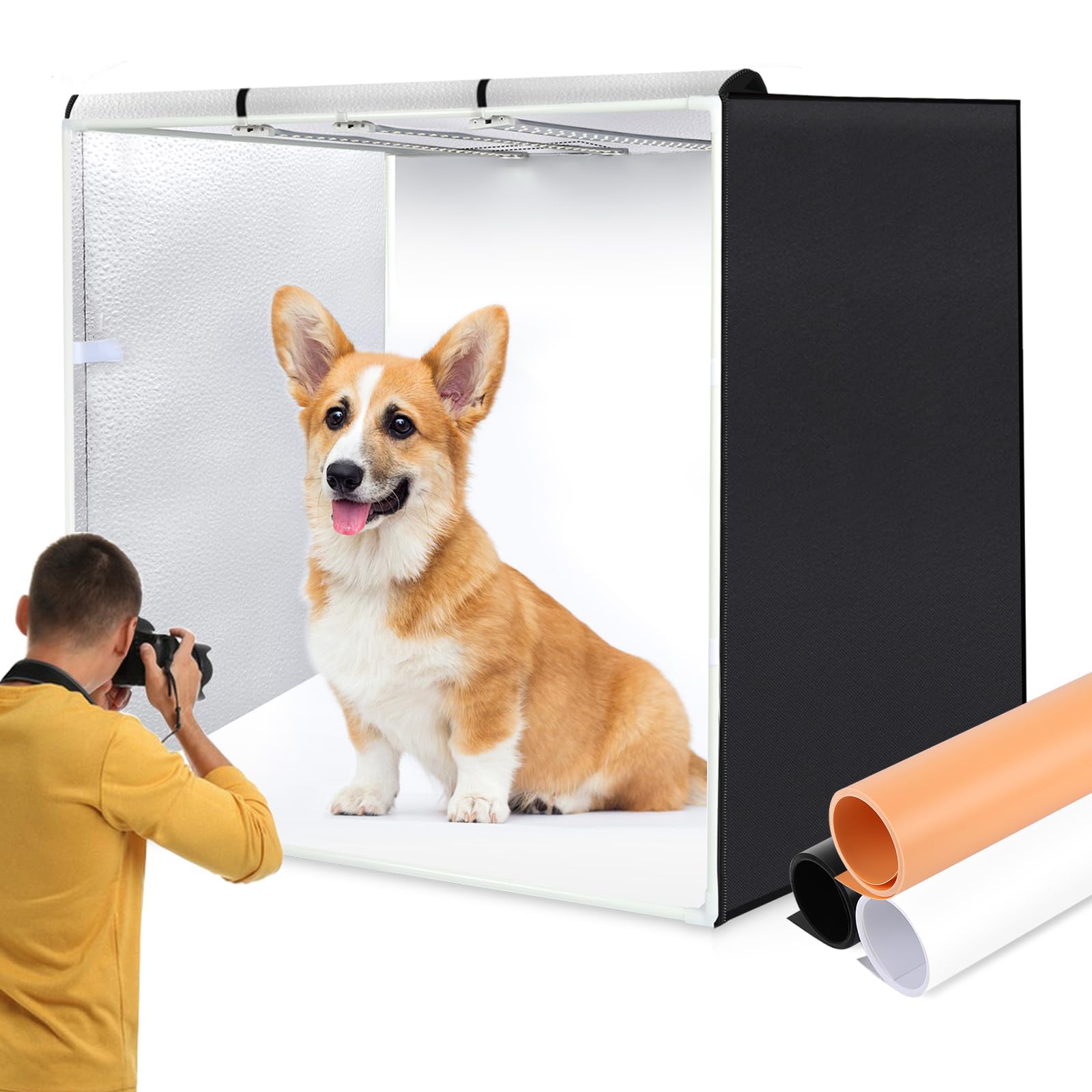 PULUZ Studio Light Box Photography, 31x31 inch Large Photo Light Box with 234 LED Beads, CRI >95, Professional Portable Photo Booth Shooting Tent Kit with 3 Color PVC Backdrops for Product Photography