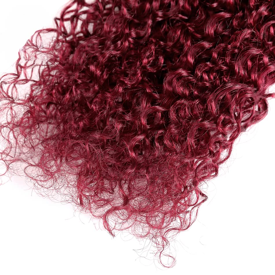 Miniatura 6 de 1b99j - Extensiones de cabello humano rizado color burdeos 1b99j, paquetes de cabello virgen brasileño Remy, paquetes de cabello rizado rojo de 30