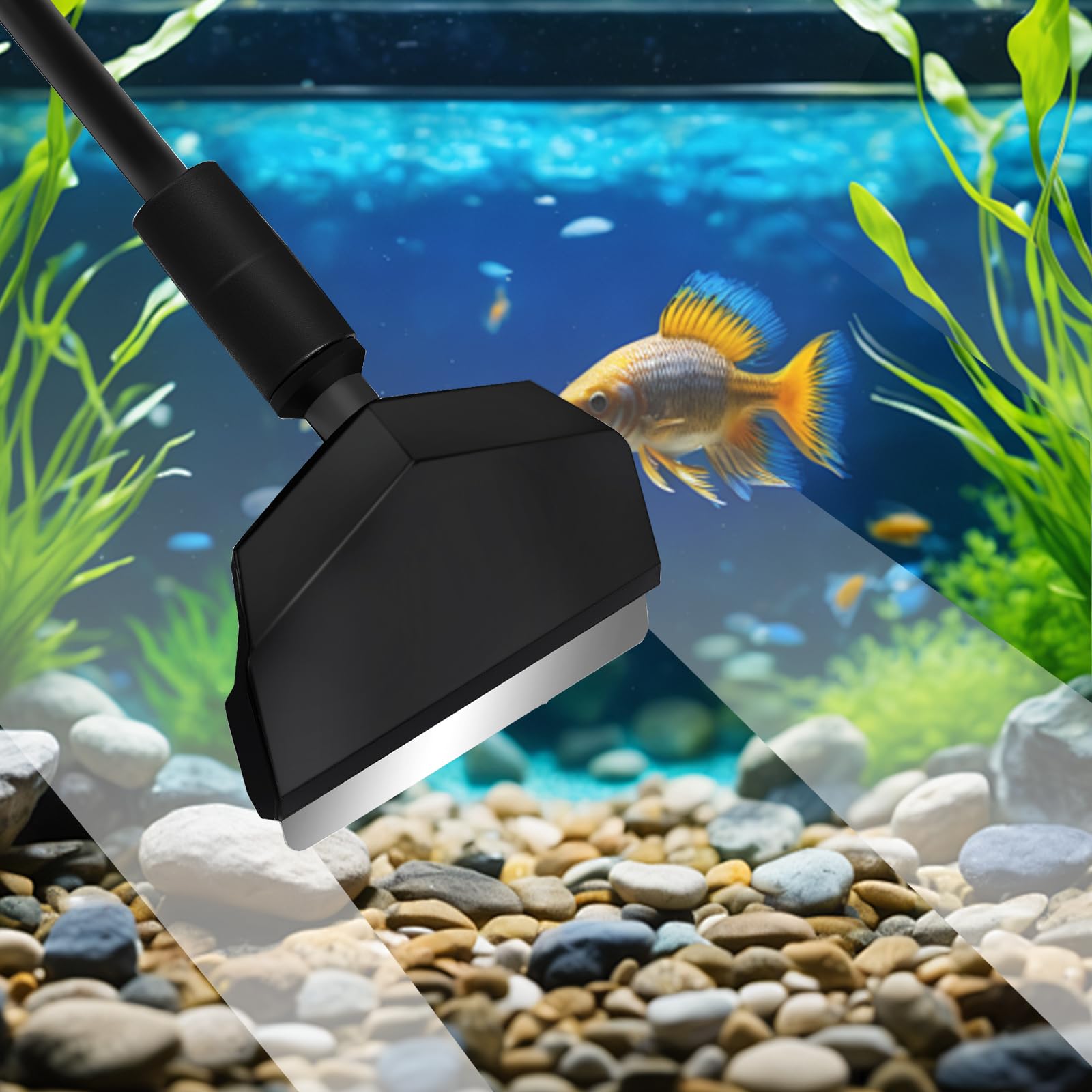 AQUANEAT Kleiner Aquarium-Reiniger, Aquarium-Reinigungswerkzeuge, 3-in-1-Glasreiniger mit Algenschaber, Schwammbürste, für kleine Nano-Tanks bis zu 3 Liter