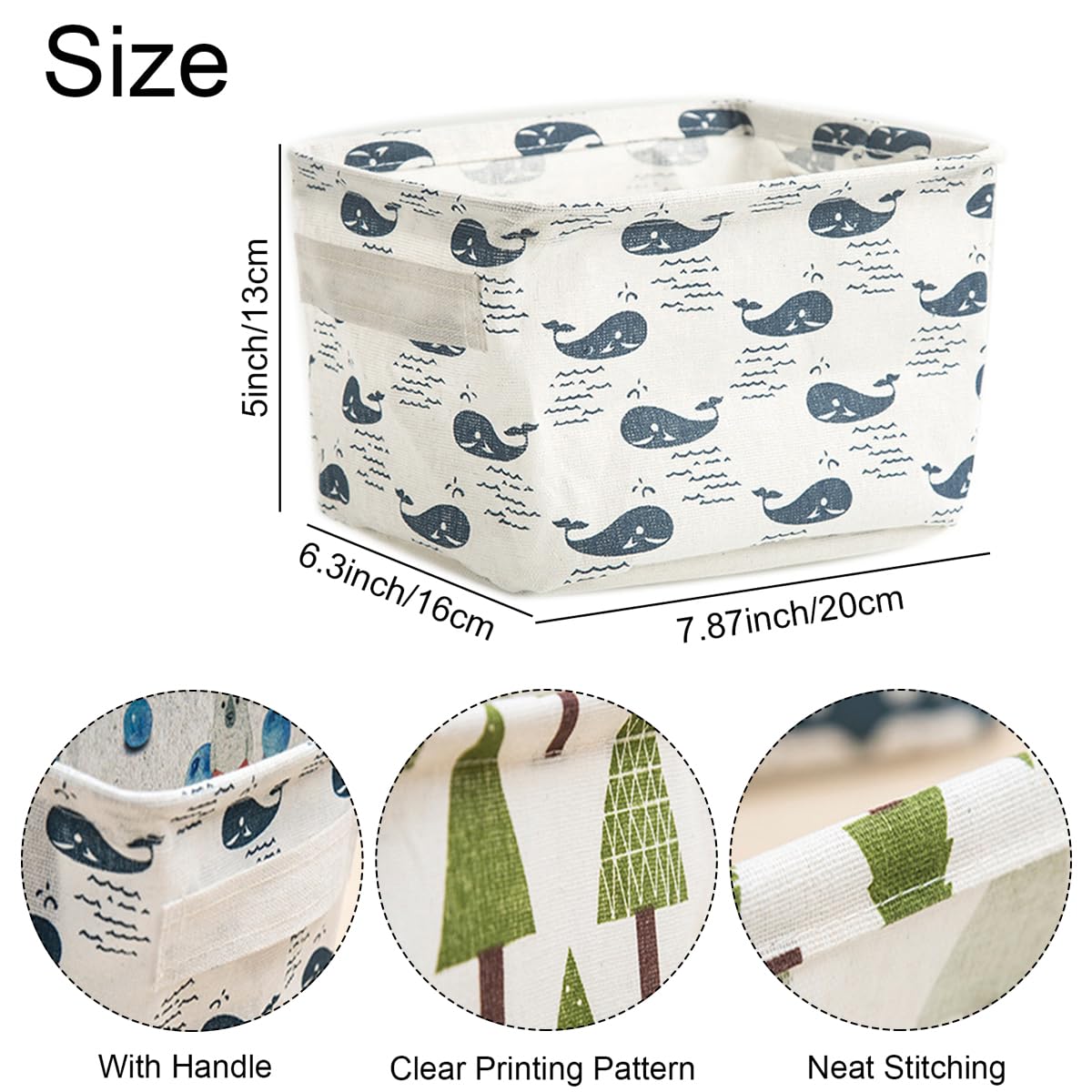 Ewanda store 6 Pcs Canvas Storage Bins Baskets Cartoon Storage Box Small Foldable Storage Baskets with Handles for Bathroom Nursery Kids Toys Home Office