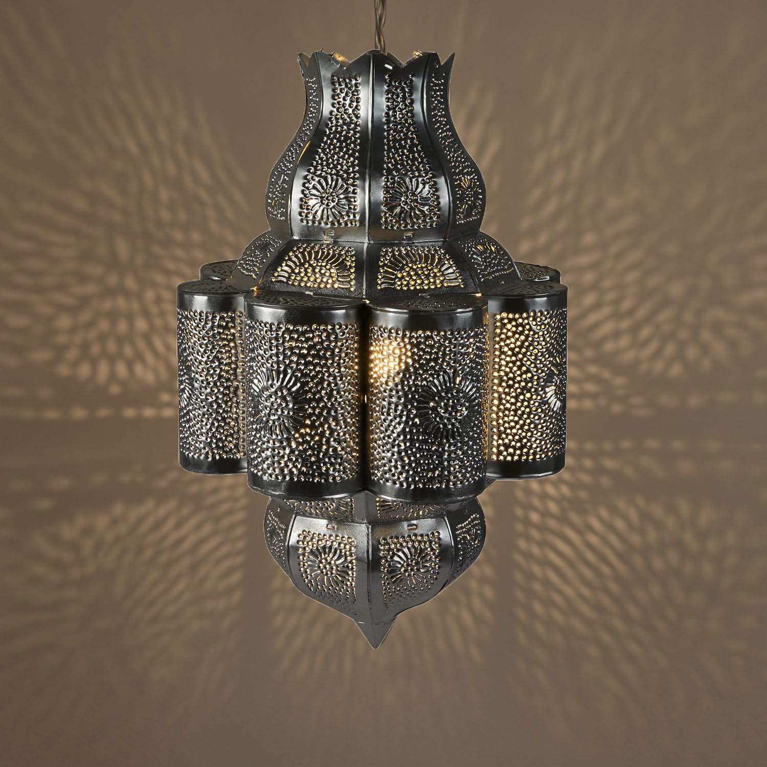 Marokkanische Deckenleuchte Harun Deko aus Metall in Silber 45 cm