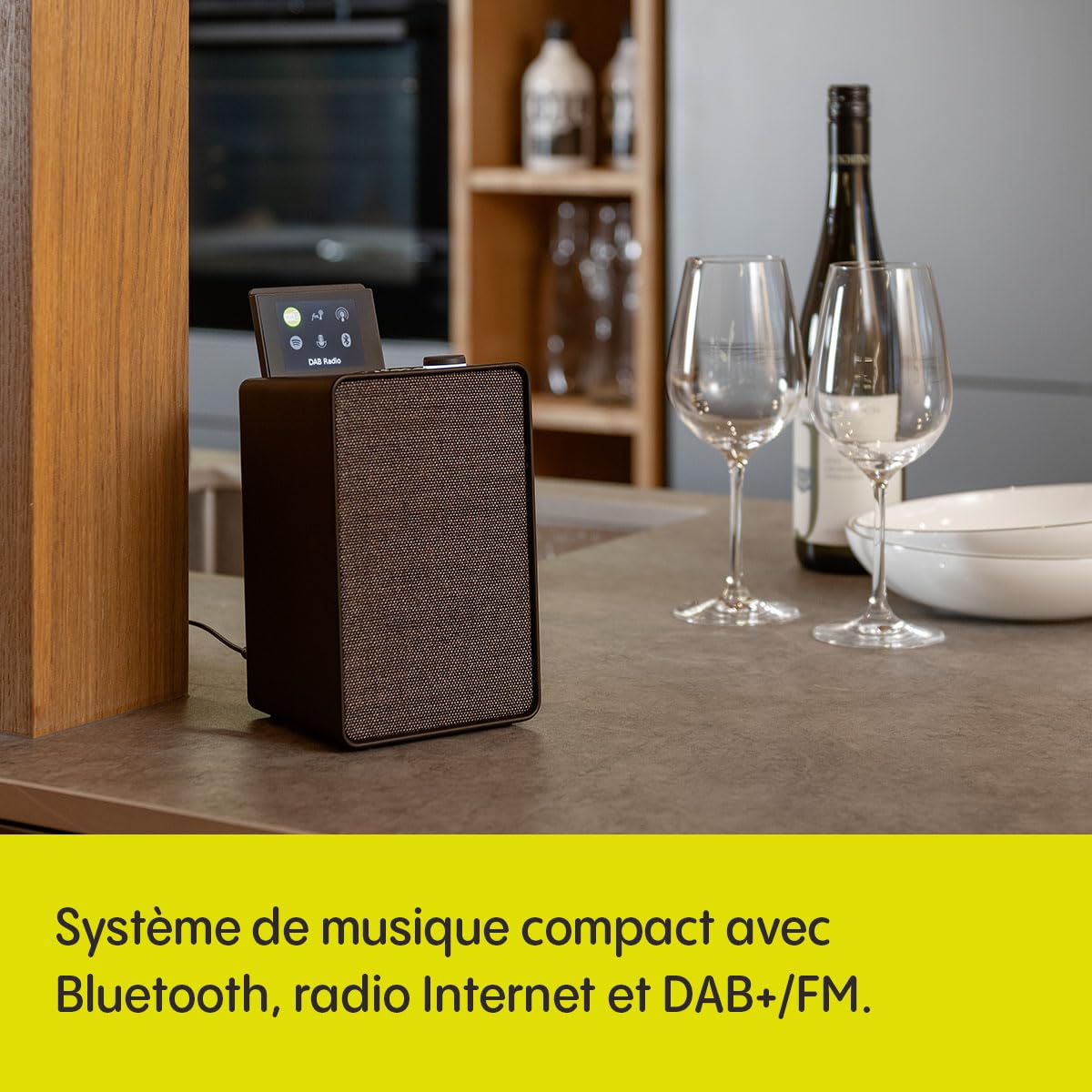 Pure Evoke Spot Système de Musique Compact pour la Maison (Radio Dab+/FM, Radio Internet, podcasts, Spotify Connect, Bluetooth et Puissance Audio de 20 Watts), Coffee Black