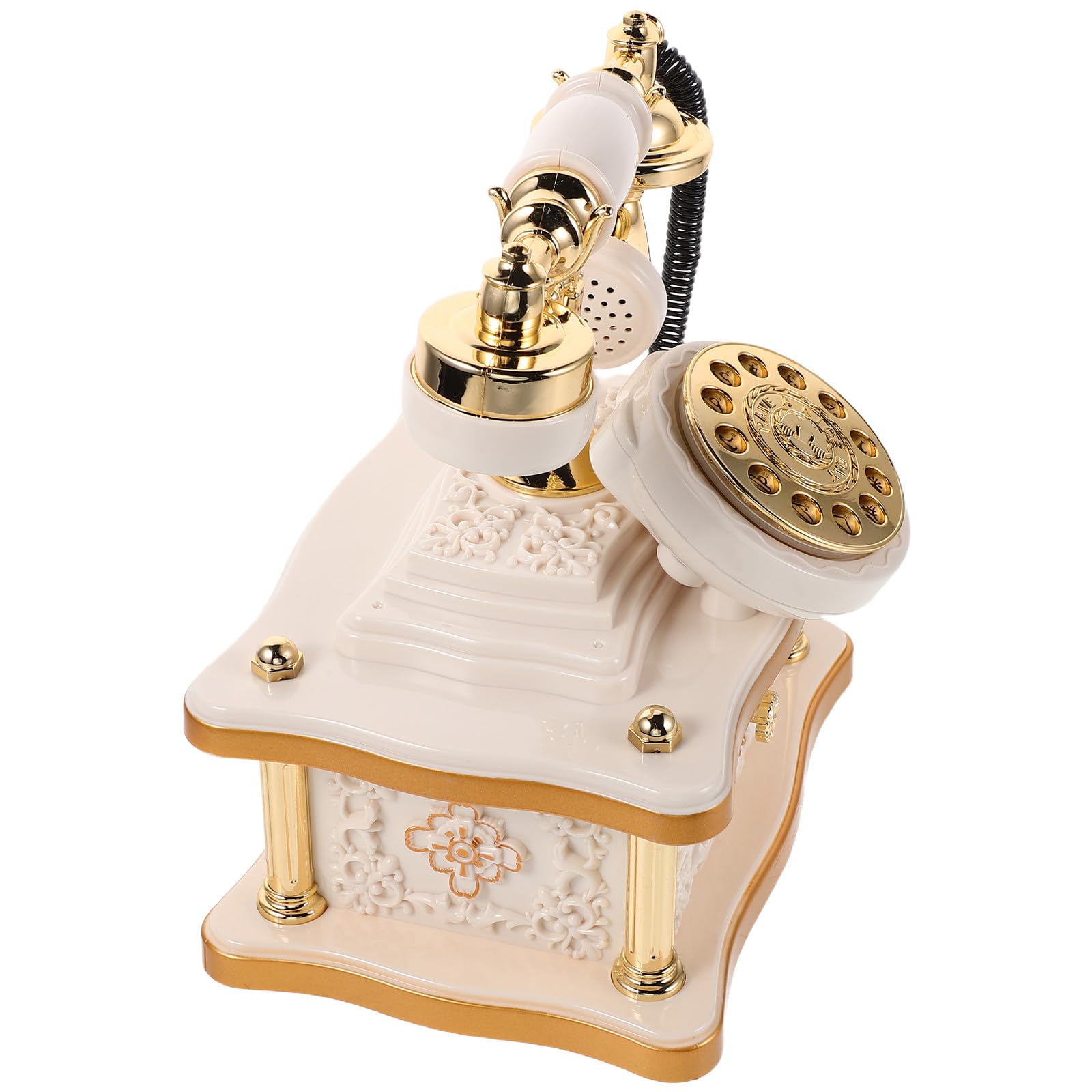 Kichvoe Scatola Musicale Melodie Rilassanti a Forma di Telefono retrò Vintage Bianco in ABS per Decorazione Stabile di Mobile e Cantina per Casa e Ufficio
