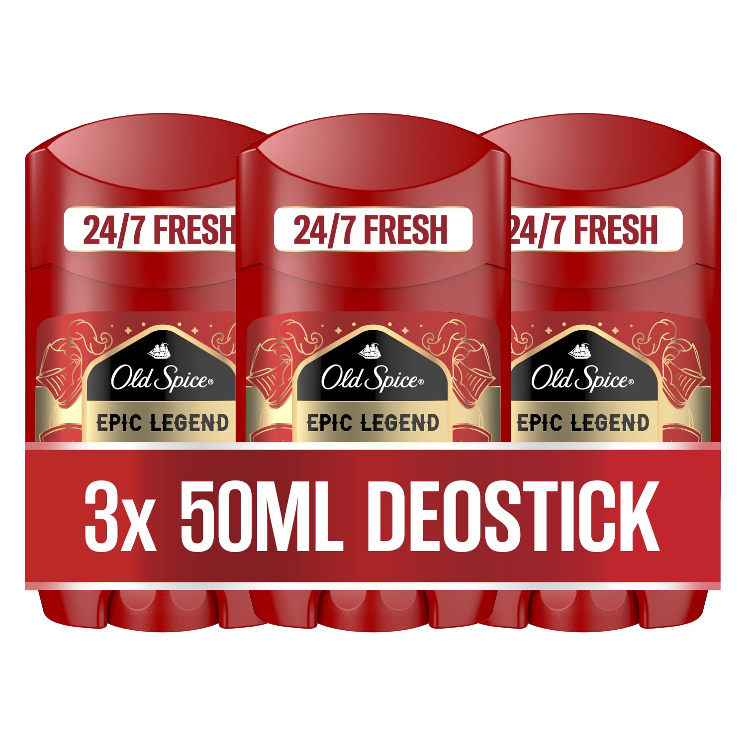 Old Spice Epic Legend Deostick für Männer 3x 50 ml, 24/7 Frischhh bei täglicher Anwendung, langanhaltender Duft in Parfumqualität, Schutz vor Gerüchen, Ohne Aluminiumsalze (Packung mit 3)