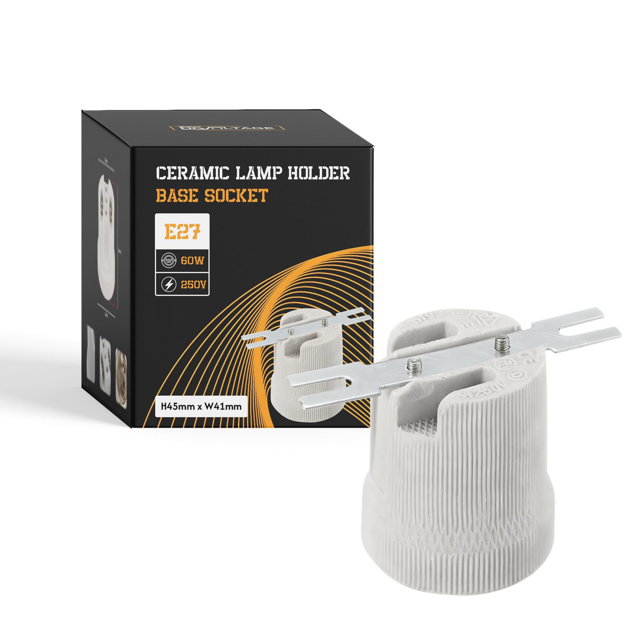 Ledsone Ceramic Holder Ceramic Porcelain E27 Lamp Holder 46Mm(H) × 40Mm(W) × 33Mm(L) Edison Screw Light Bulb Socket, Heat Resistant Lampholder For Diy Pendant Ceiling Lighting, 240V Uk (Ceramic Holder)