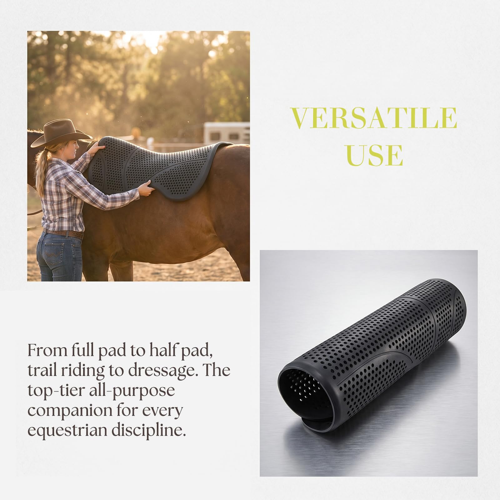 Baoblaze Sottosella in Gel di Silicone con Ventilazione, sottosella Lavabile Antiscivolo per Equitazione Western/Inglese per Cavalli, Nero