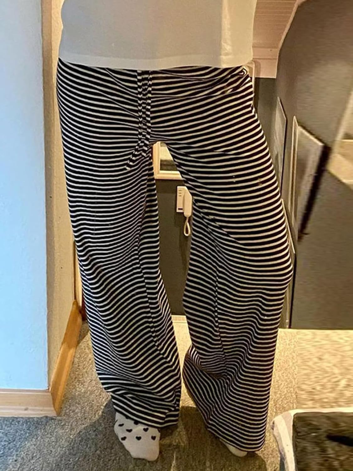 Striped Pants for Women Lounge Soft Wide Leg Pajama Bottoms Casual Lightweight Comfy Outfits - Image 3