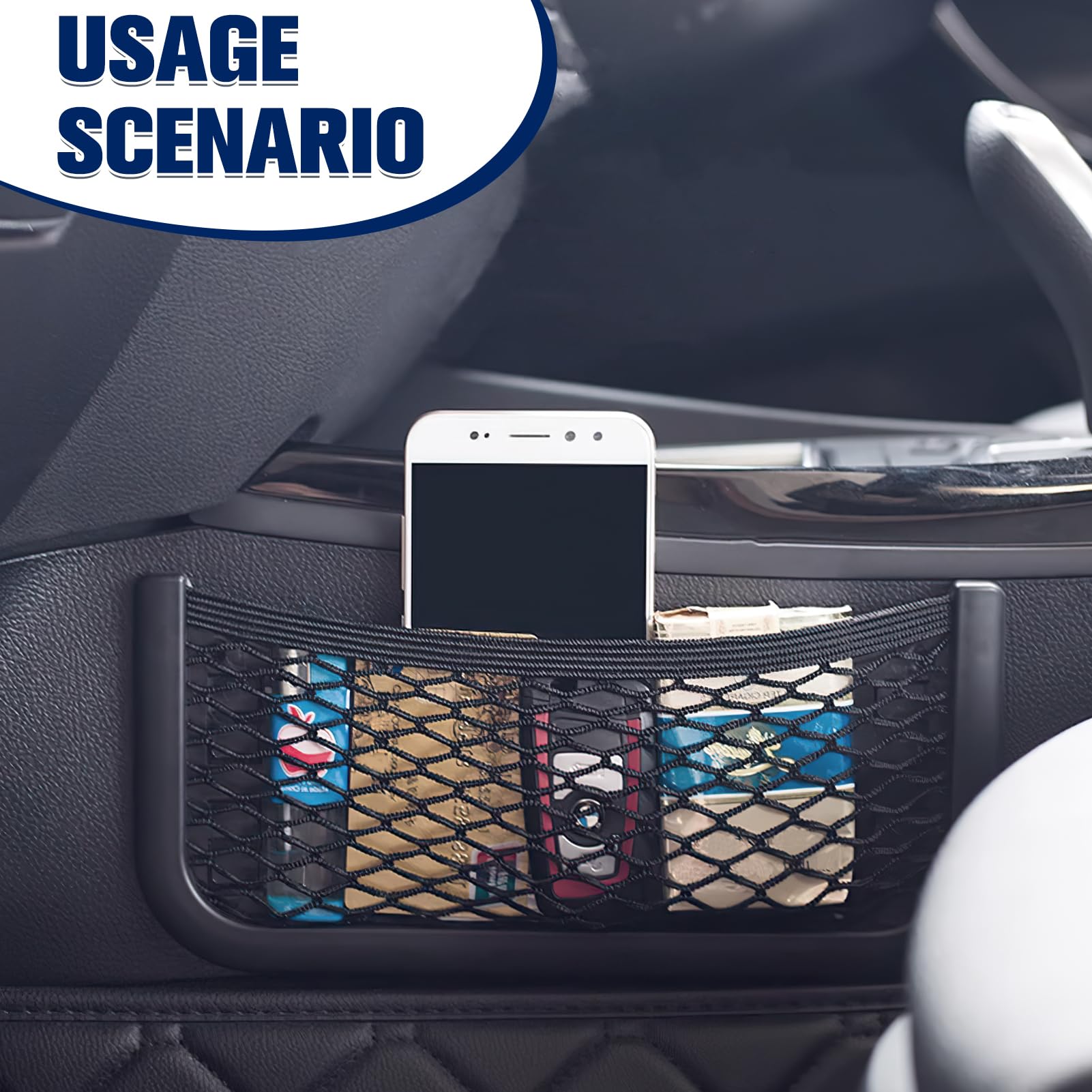 2 Stück Auto Aufbewahrungsnetz - 26x12cm Kofferraum Netztasche Mit Gummiband