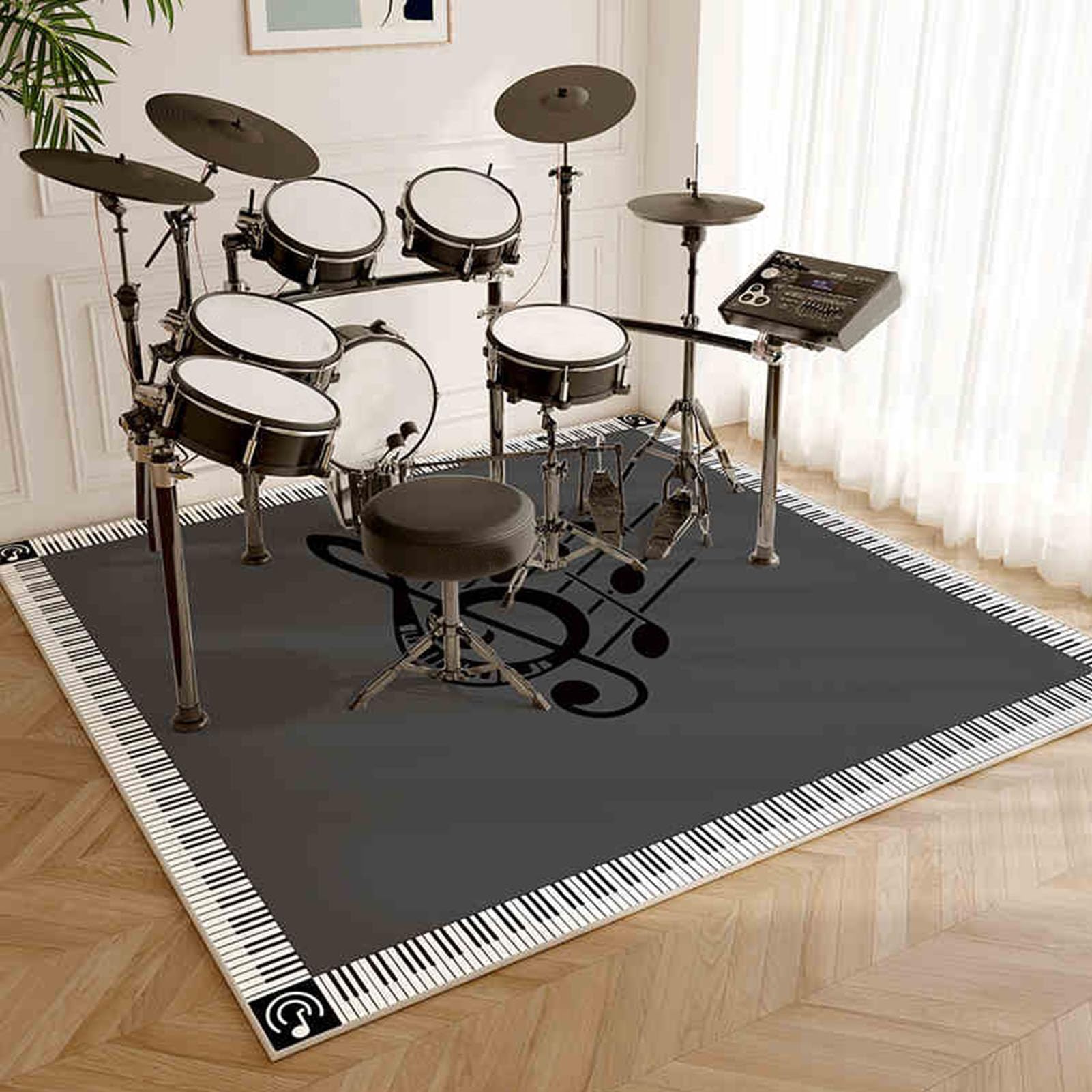Qesjodfu D-97 Professional Drum Rug - Soundproof, 160 X 140 Cm, For Drummers & Electronic Drum Sets
