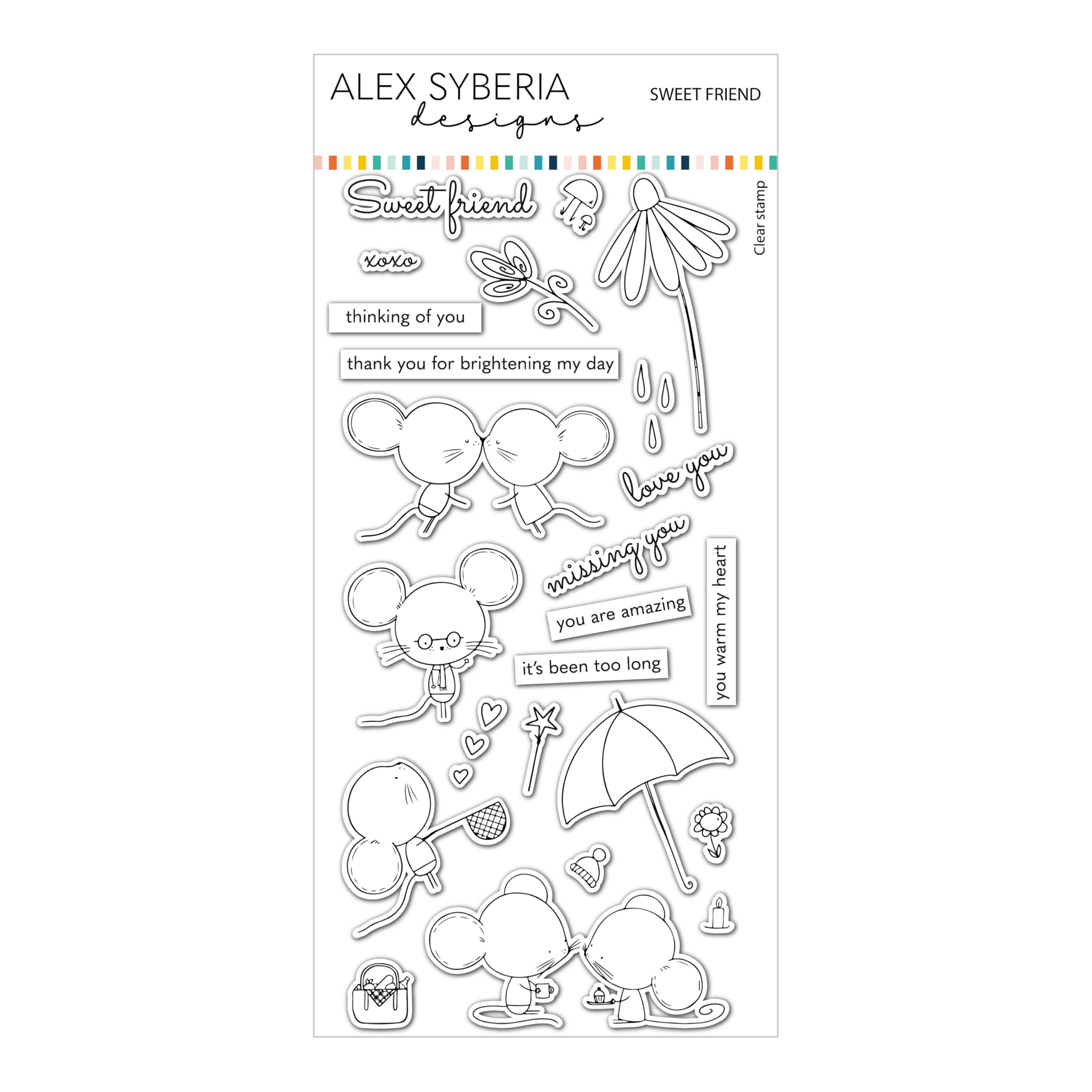 Alex Syberia Designs White Sweet Friend Stamp Set,