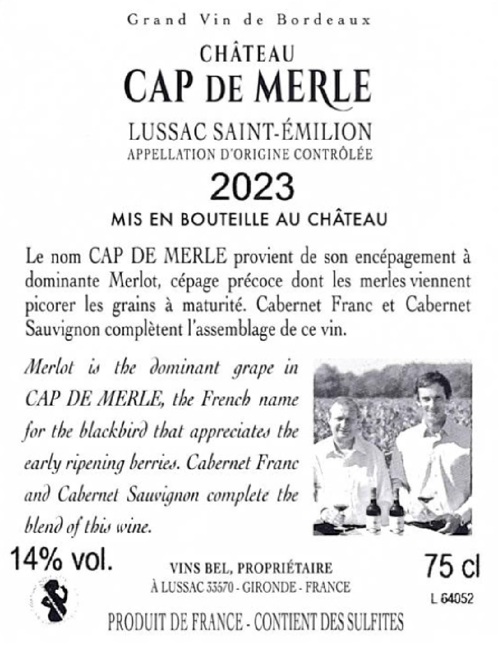 Château Cap de Merle - AOP Lussac Saint-Émilion - Vin Rouge - 6x75cl