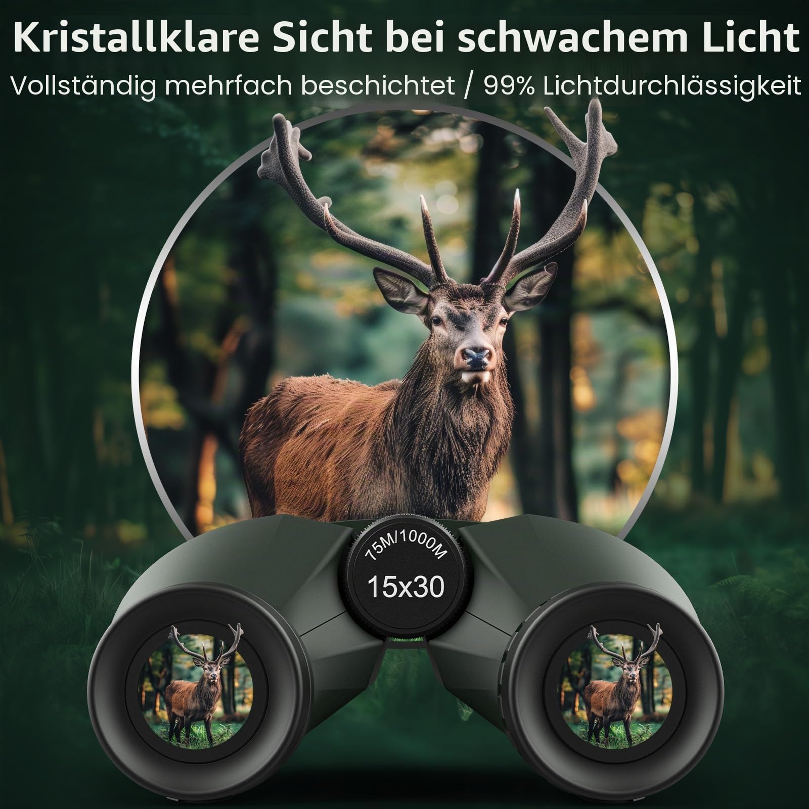 occer Kompaktes Fernglas für Erwachsene und Kinder, 15x30 cm, Großes Sichtfeld, Leistungsstarkes Fernglas für Vogelbeobachtung, Jagd und Sportveranstaltungen, Einfache Fokussierung und Schwaches Licht