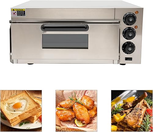 Miniatura 5 de Horno de pizza comercial, horno de pizza eléctrico de 1800 W, de una sola capa, máquina de pizza uniforme para hornear, tiempo de control de