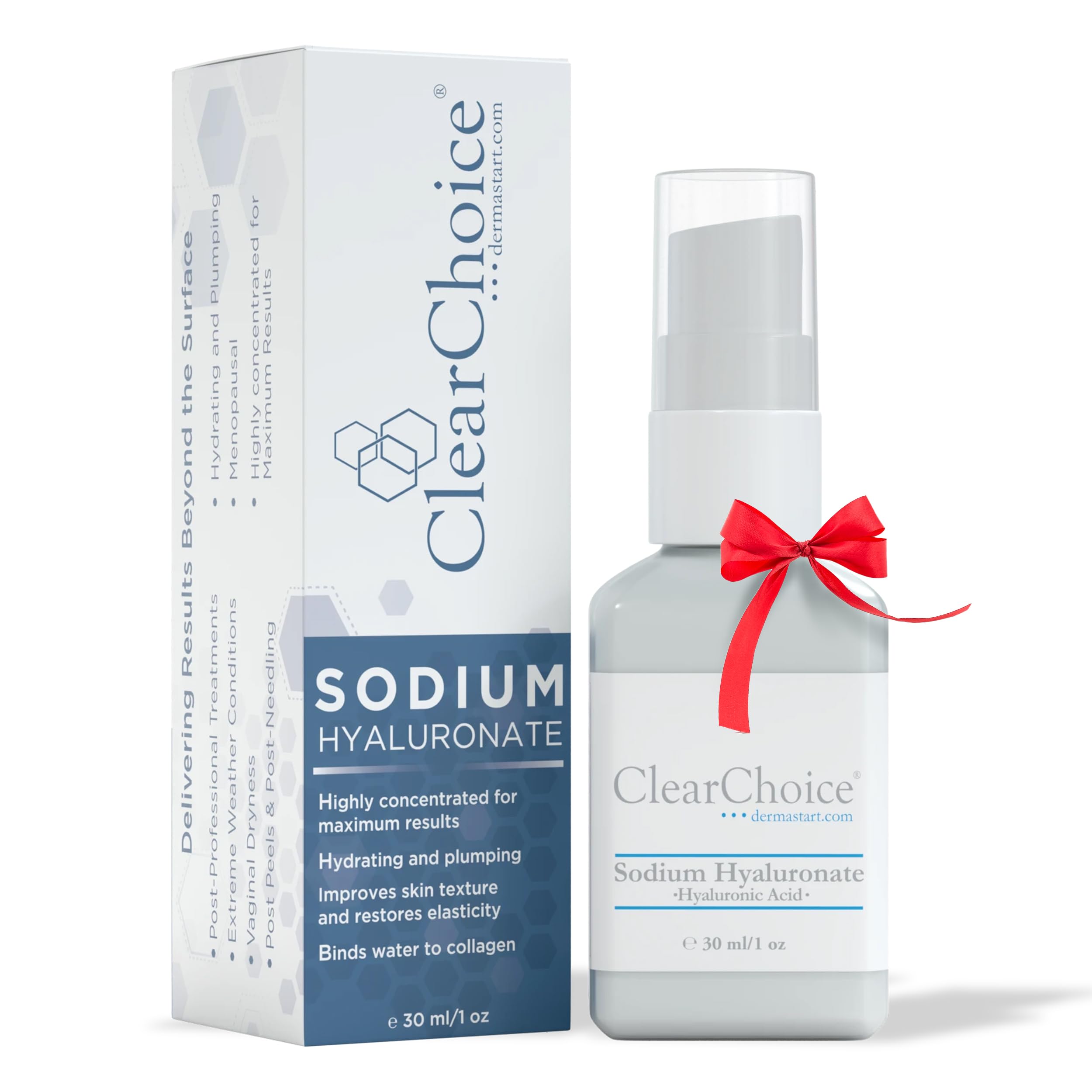 Clear Choice Sodium Hyaluronate Serum | 65% Pure Sodium Hyaluronate & Hyaluronic Acid | Hydrating & Firming Serum for Fine Lines, Wrinkles, & Dry Skin