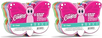 Fit & Fresh Cool Coolers Kids Lunch Box Ice Packs, Slim Ice Packs for Lunch Bags, Lunch Ice Packs Reusable-Multicolored 8 Pack Butterfly
