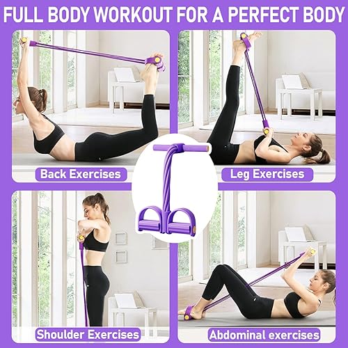 Miniatura 5 de 21 bandas de resistencia para fitness, extractor de tobillo con pedal de 6 tubos, equipo de ejercicio multifunción mejorado 2025, banda de