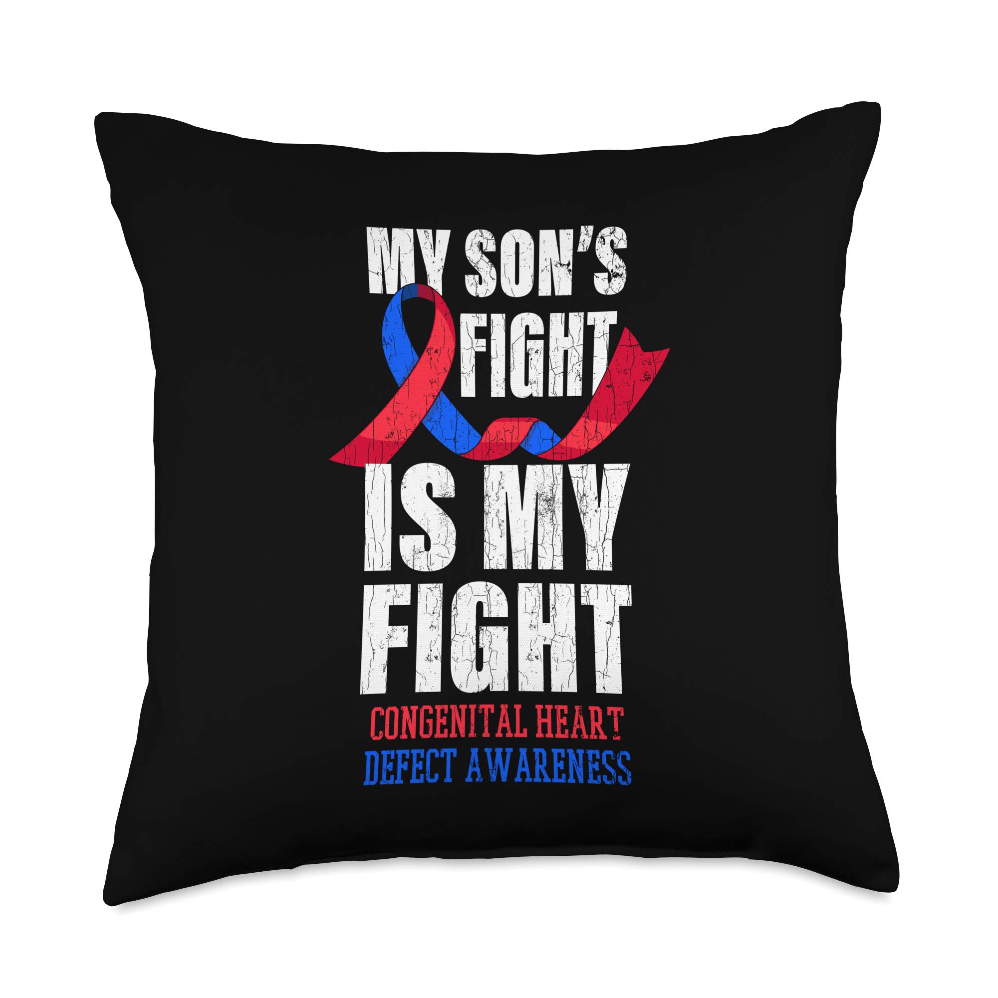 My Son’s Fight CHD Congenital Heart Defect Gift Throw Pillow, 18x18, Multicolor