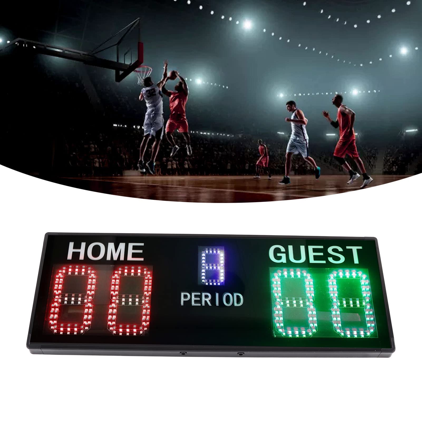 Zunate Segnapunti Digitale LED a 5 Cifre |Tabellone Segnapunti Elettronico Portatile da Basket con Telecomando per Sport Indoor e Outdoor