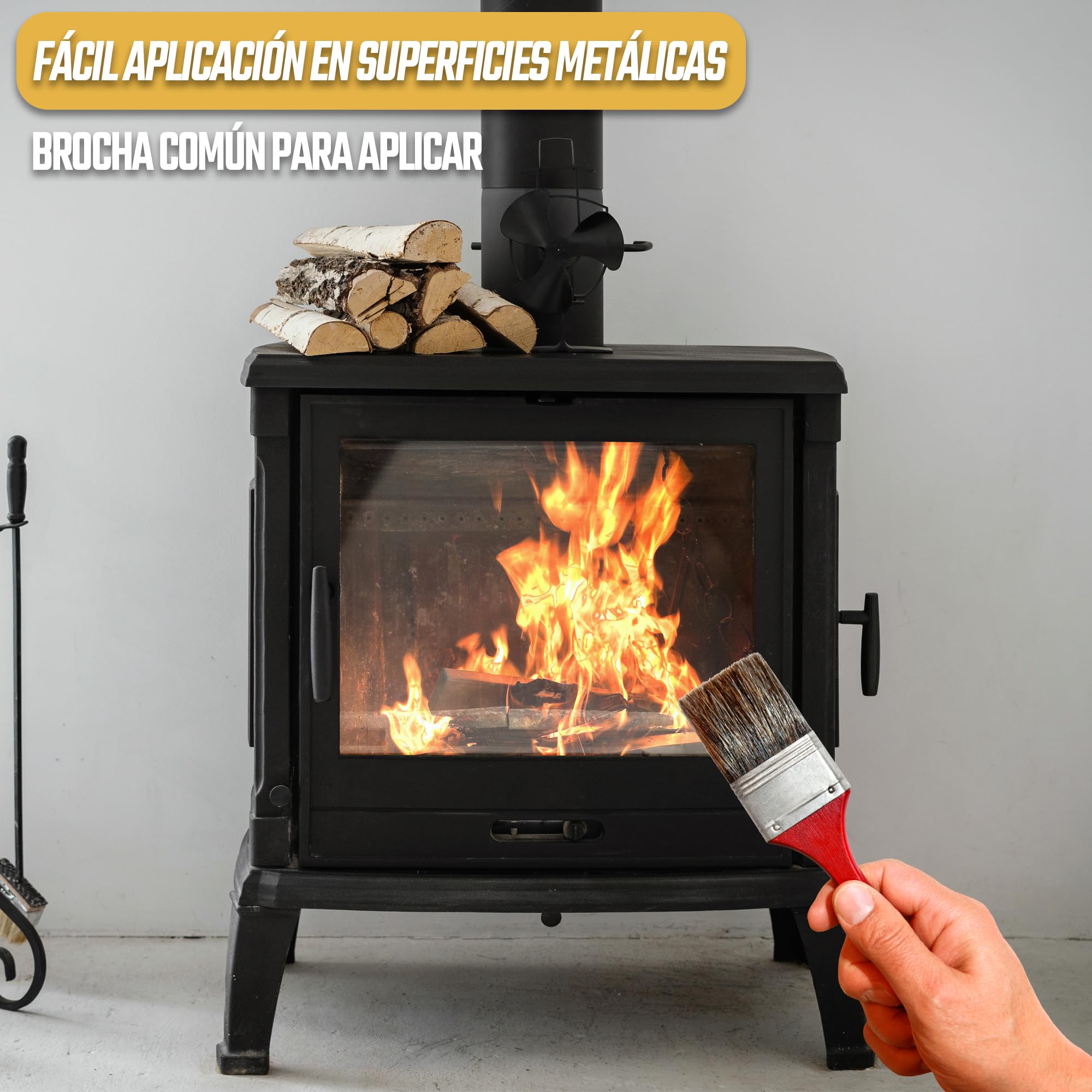 PINTURAS ECU - Pintura Anticalórica Negra Mate para altas temperaturas de hasta 650º - 375ml - Especial para estufas, chimeneas, hornos, barbacoas, aluminio (Negro Mate, 375 mililitros)