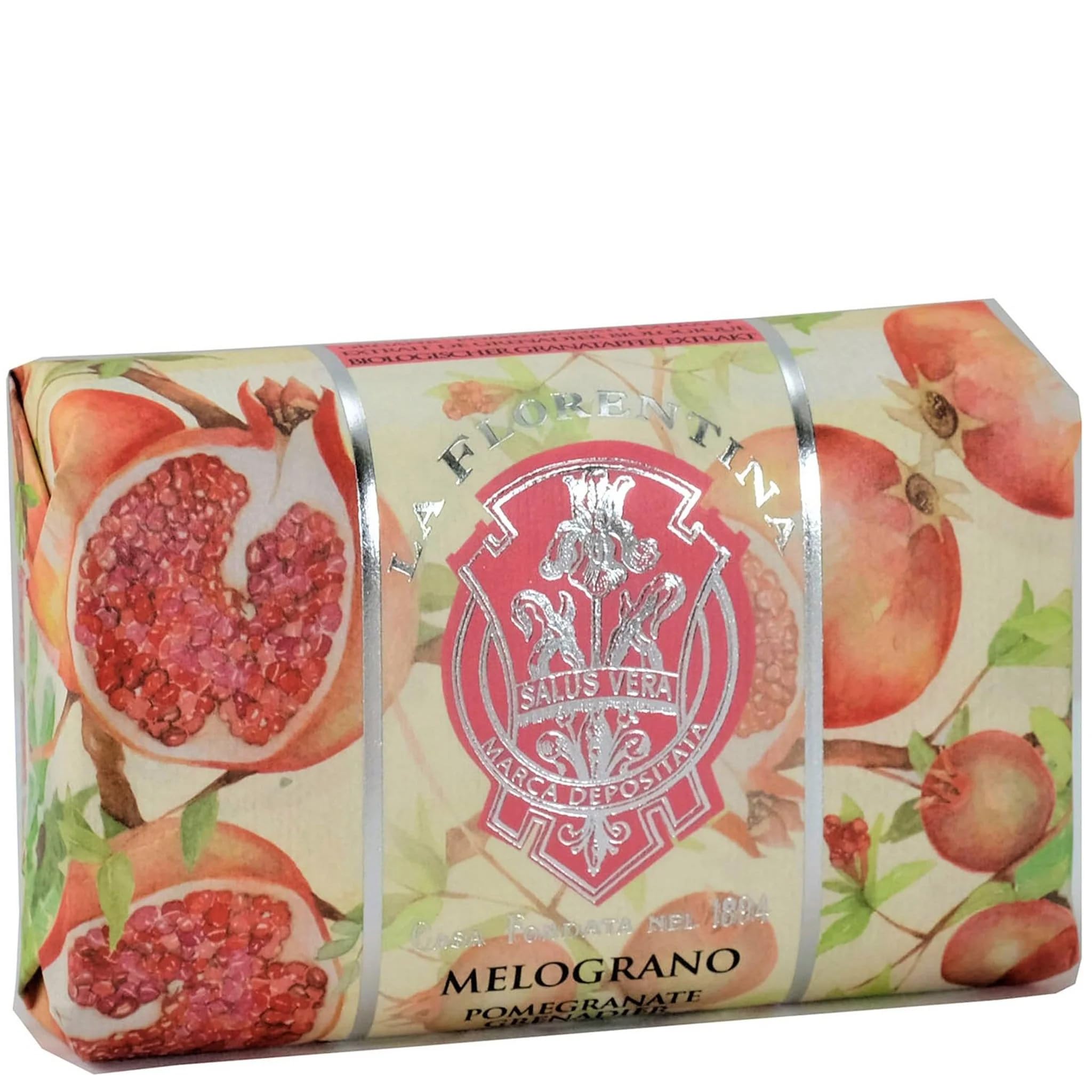 "Melograno" Bar Soap, Pomegranate Scent,"Bellosguardo" Collection - 7 Ounces (200g) Package [ Italian Import ]