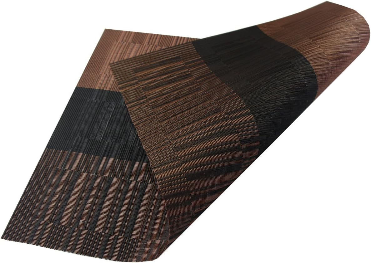 Table Placemats Set of 6 with Table Runner Washable Table Mats Easy to Clean PVC Placemat (1 Table Runner and 6 Placemats, Coffee)