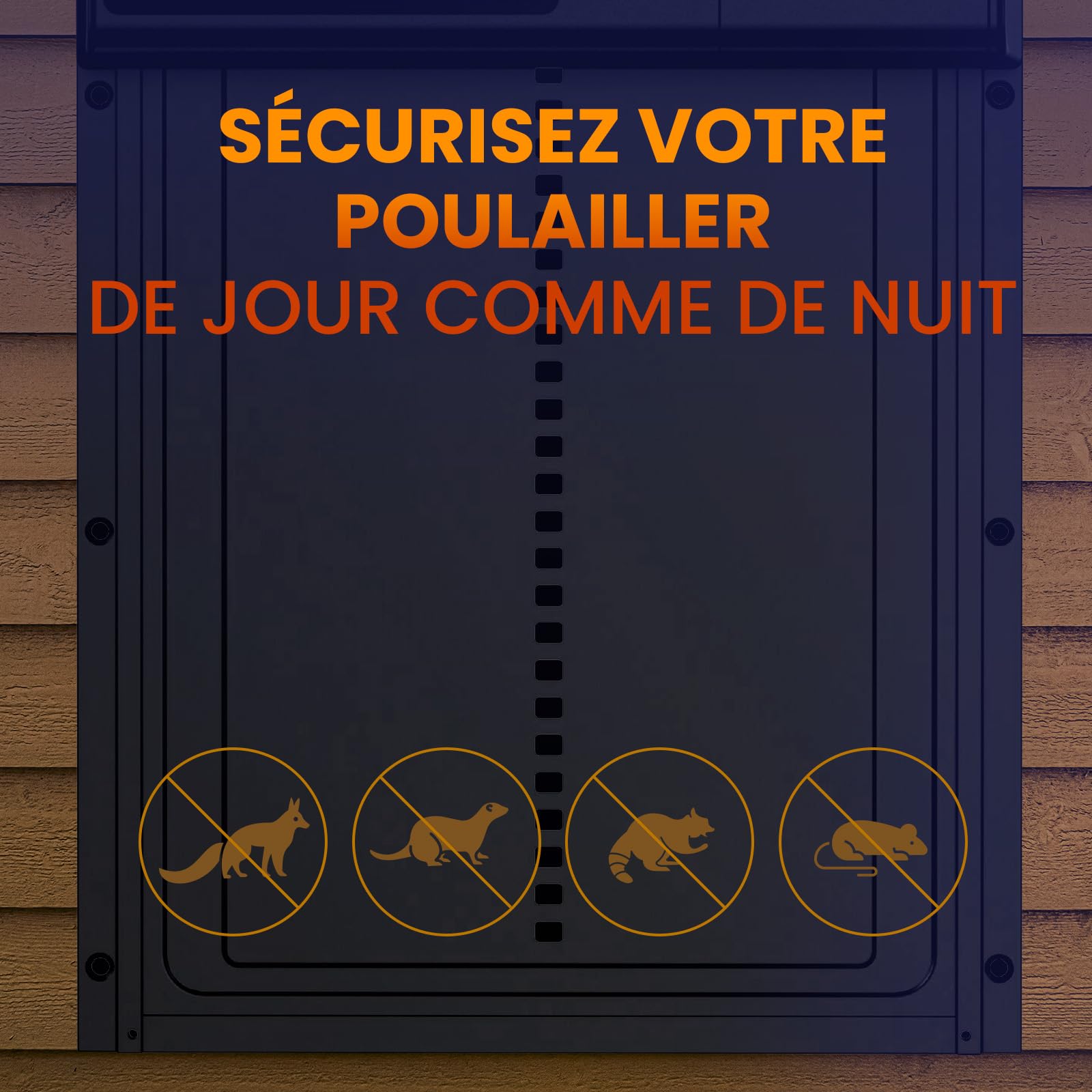 Lite Porte Automatique de Poulailler - À Piles - Écran LCD | Anti-Pincement pour la Sécurité, Résiste de -15 à 60 Degrés Celsius, Compatible avec Canards et Oies - Noir