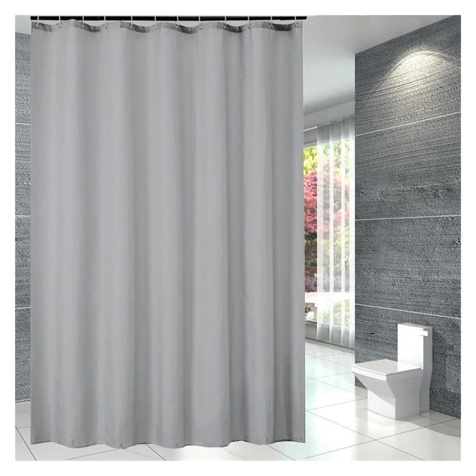 PIGENEQW Shower Liner Cloth Waterproof 180 * 180cm Waterproof Shower Curtain Solid Home with Hooks