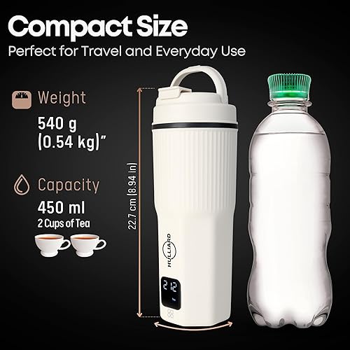 Miniatura 4 de Hervidor eléctrico de viaje, acero inoxidable 316, hervidor de té portátil y calentador de agua, caldera de agua portátil de 15.2 fl oz, 6 ajustes