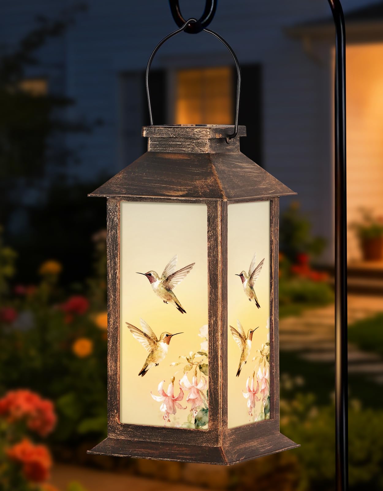 OUTONLIFE Solar Lantern Outdoor Waterproof, Hanging Solar LED Hummingbird Garden Light, Plastic Decorative Landscape Light for Yard Patio Lawn Pathway, Gift for Women Mom Grandma