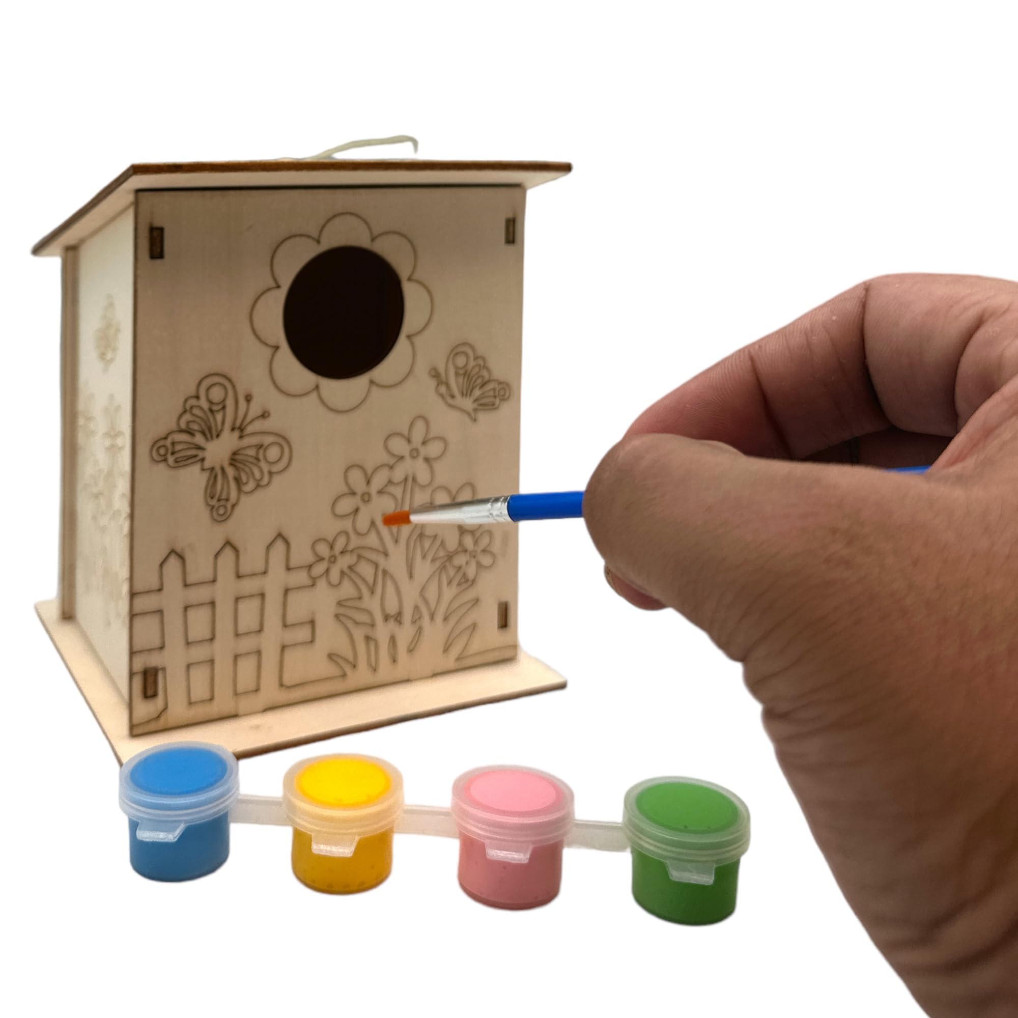 Oojami Kit de manualidades de casa de pájaros de madera: 12 casas de pájaros sin terminar con pinturas y pincel, ideal para niños y adultos, es un gran regalo (bricolaje)
