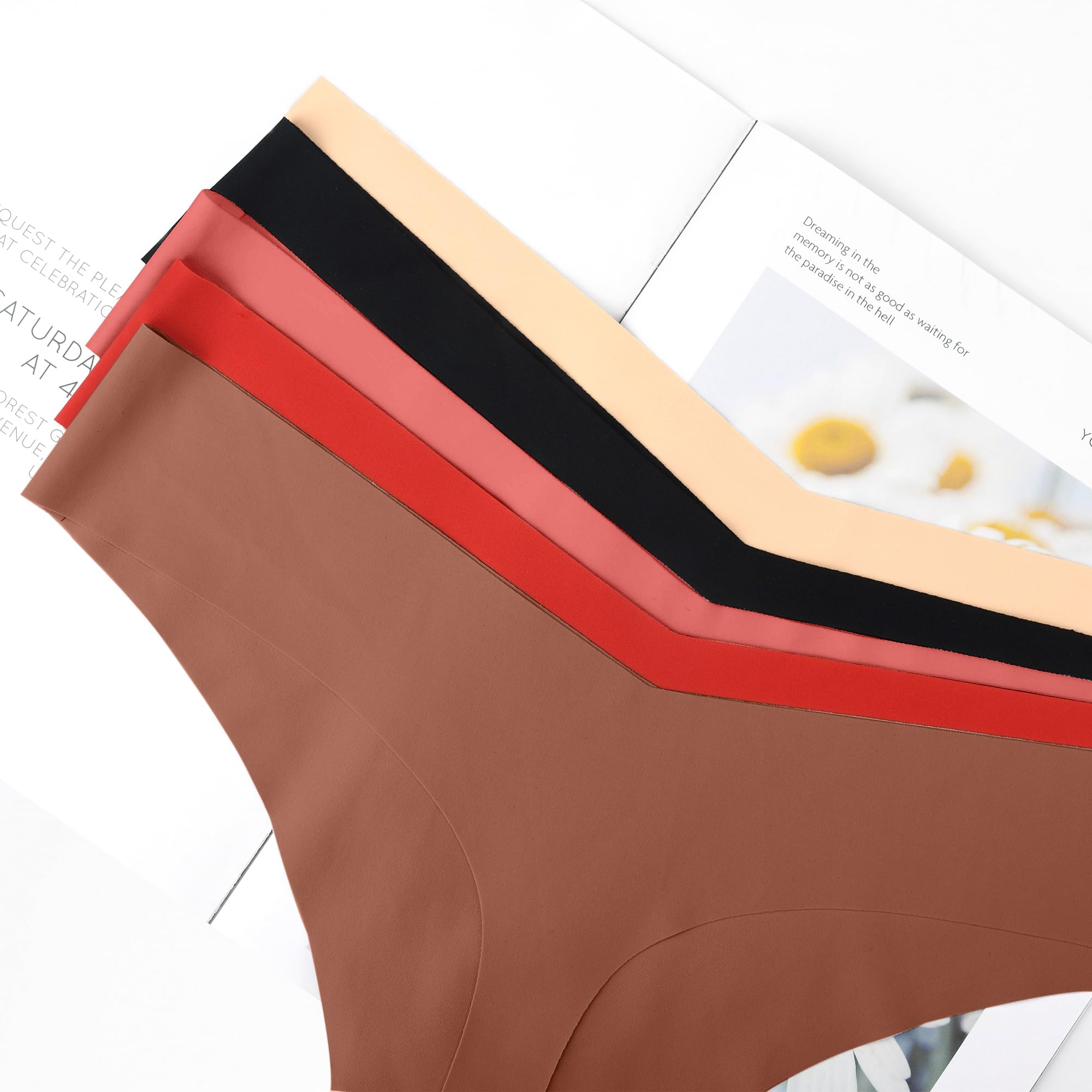 VOENXE Slip Perizoma Donna Senza Cuciture, Tanga A Vita Bassa Mutande Brasiliana,Invisibili Mutandine,Microfibra String Mutanda Biancheria Intimo,Seamless Women Thong Underwear Multipack,Pacco da 5