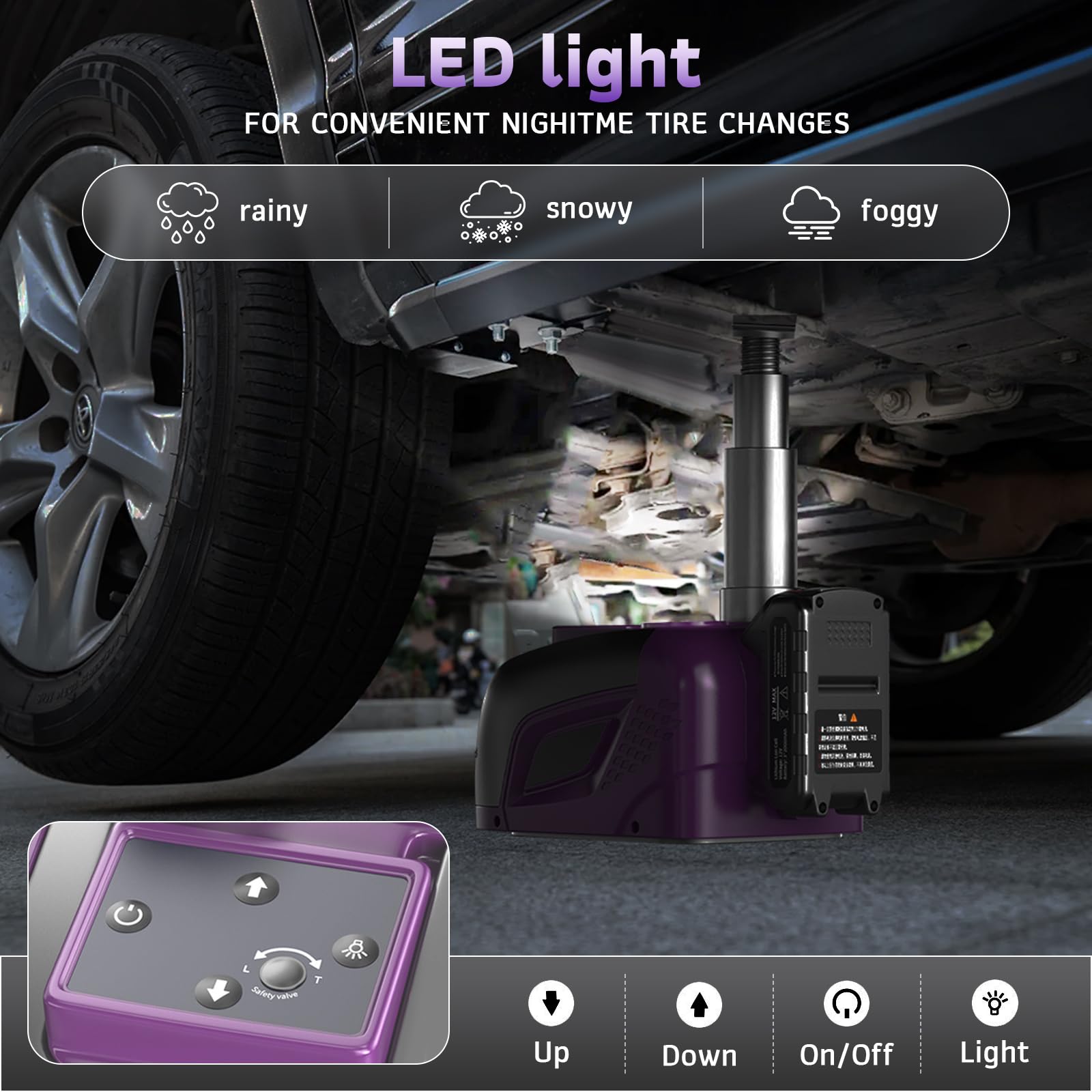 Elektrischer Wagenheber 5T 3T, Verstellbarer tragbarer Scherenwagenheber mit 4,0Ah Batterie & Ladegerät mit aufblasbarer Pumpe und LED-Licht, 150-450 mm Wagen-Heber für Auto, SUV, Limousine, MPV
