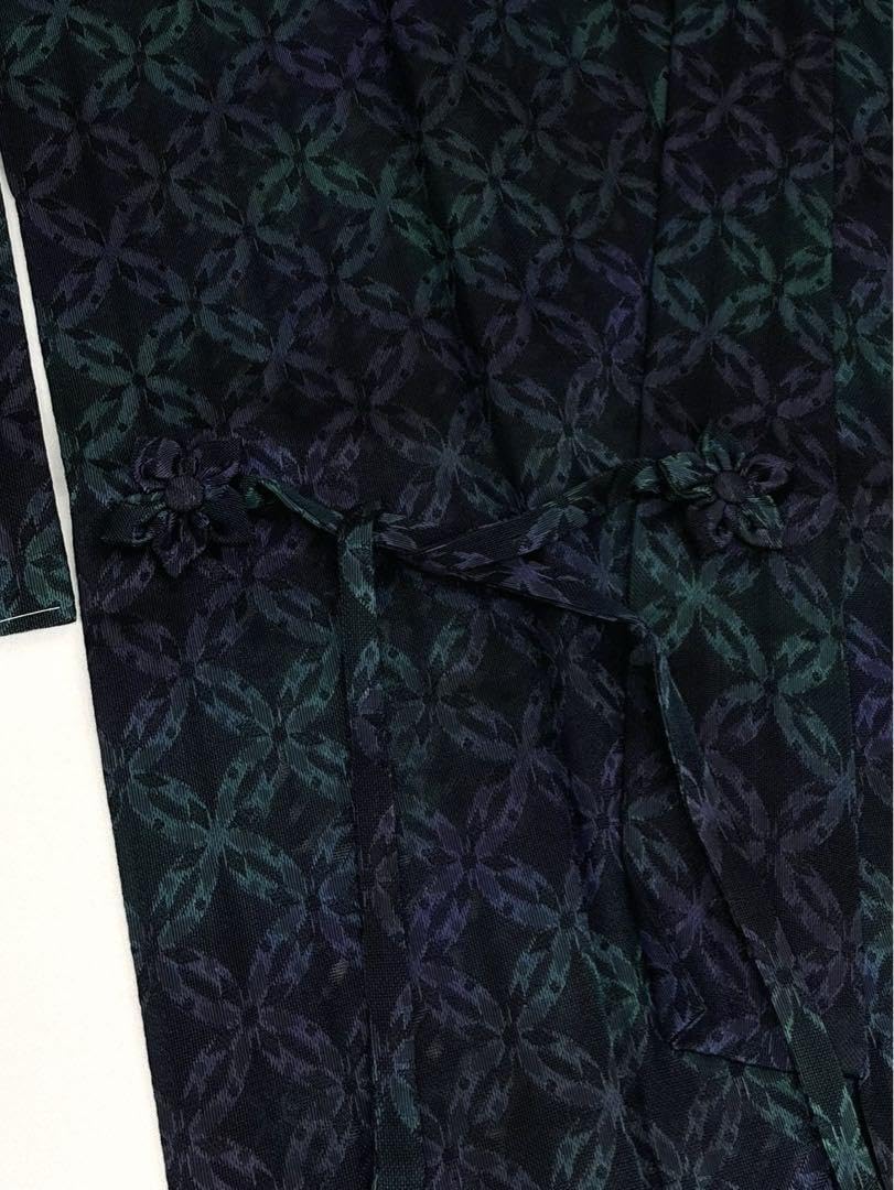 Amazon.co.jp: 紋紗 御召機の証 西陣 七宝繋ぎ 着物衿コート 透け感 紋  