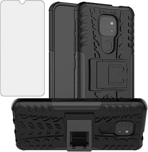 Funda de teléfono para Moto G9 PlayG 9E7 Plus con protector de pantalla de vidrio templado cubierta y soporte Kickstand duro híbrido accesorios