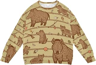 Boy Girl Sweatshirt Wild Boar Piglet Toddler Crewneck Pullover Sweater Long Sleeve Fall Winter Clothes 4T
