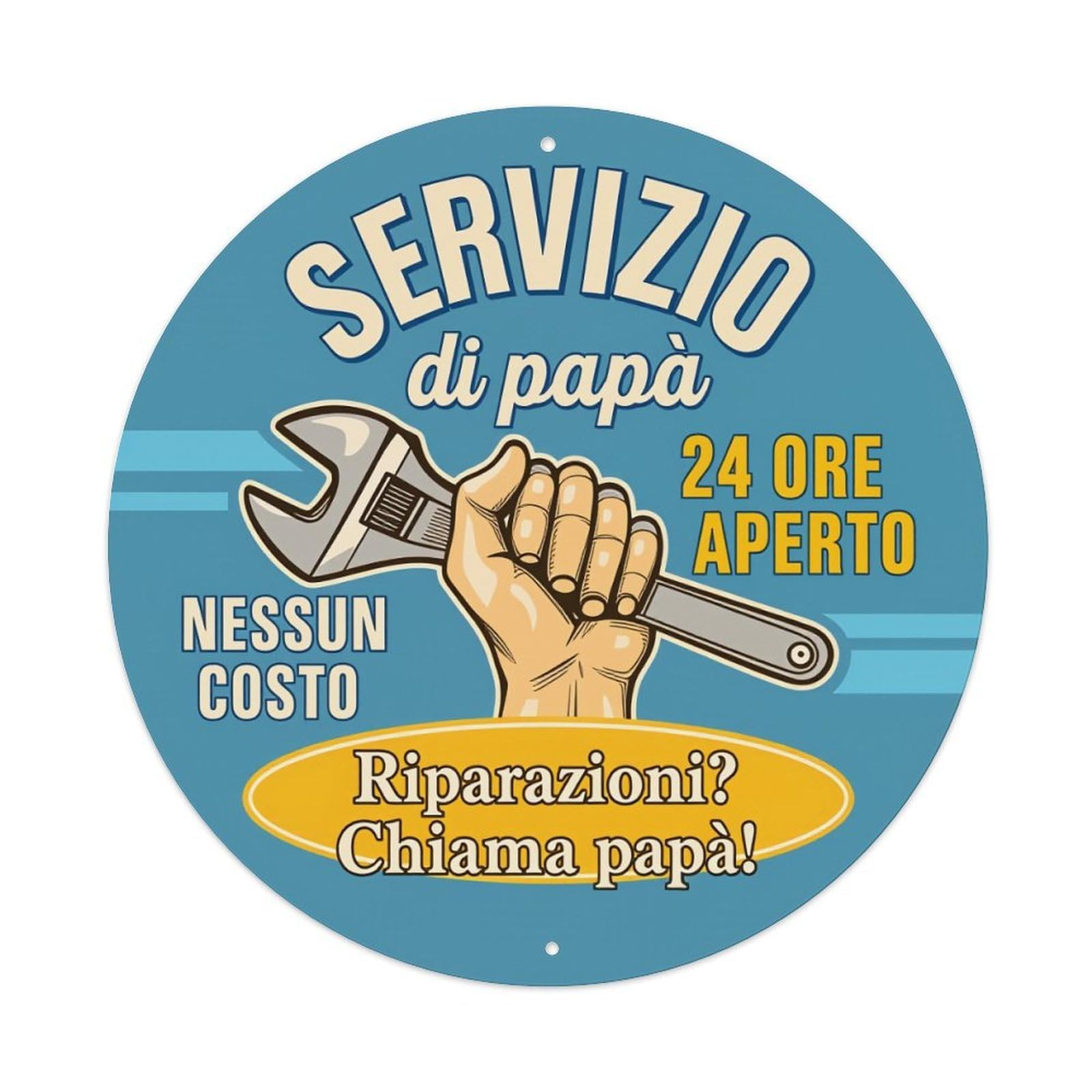 Pope Service 24 Hours Open No Cost Repairs Call Papa Round Tin Sign Retro Metal Sign for Cafe Bar Pub Home Game Room Gym Club Wall Decoration Vintage Metal Poster 8x8 Inch