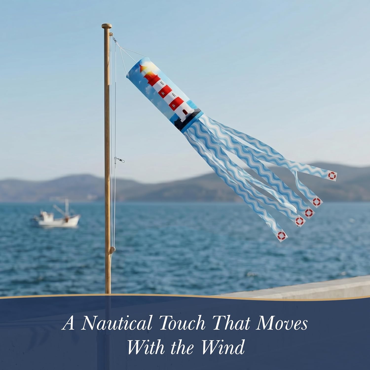 Madrona Brands Lighthouse Windsock | Durable Outdoor Wind Decor | Porch, Patio, Dock | 48 Inch