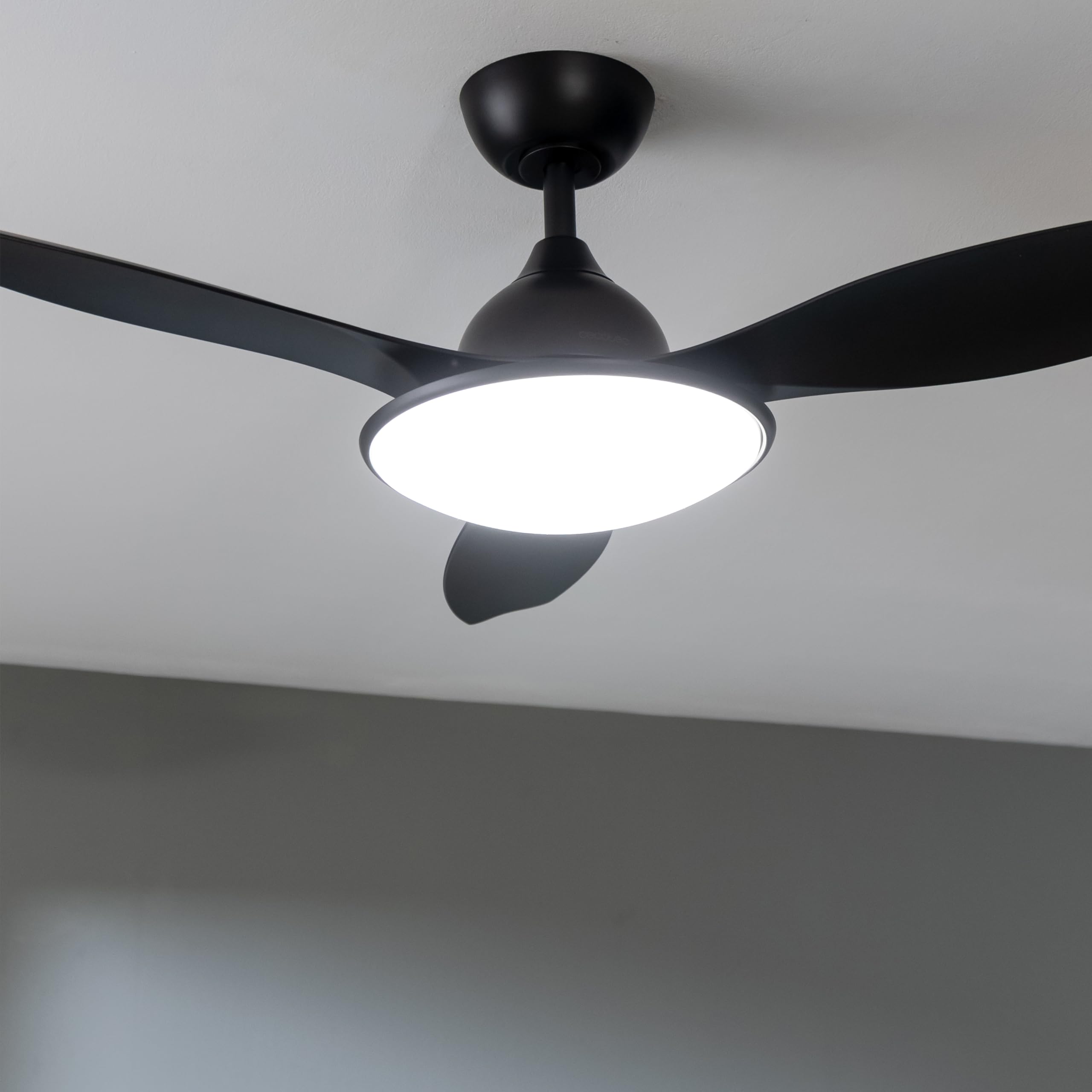 Cecotec Ventilador de Techo con Luz EnergySilence 4800 Light Black. 36 W, Motor DC, Diámetro 48”, Luz LED de 36W, Mando a distancia, Temporizador, 6 Velocidades y 3 Aspas | Fernbedienung, Timer bis 8 Std., 6 Geschwindigkeitsstufen, Sommer-/Winterfunktion,