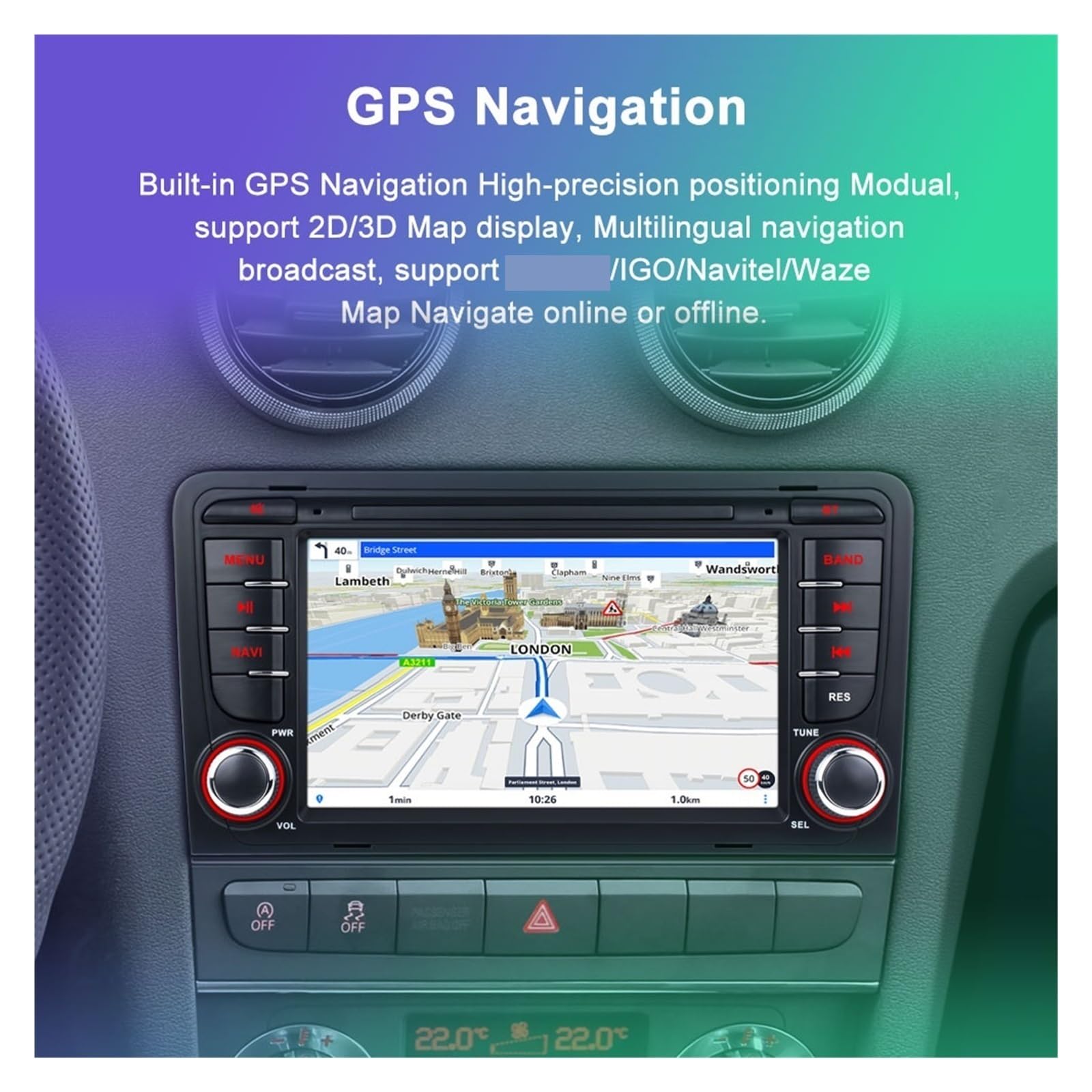 Nawigacja satelitarna Radio Multimedia Wideo Stereo Nawigacja GPS(2-32G 12LED)