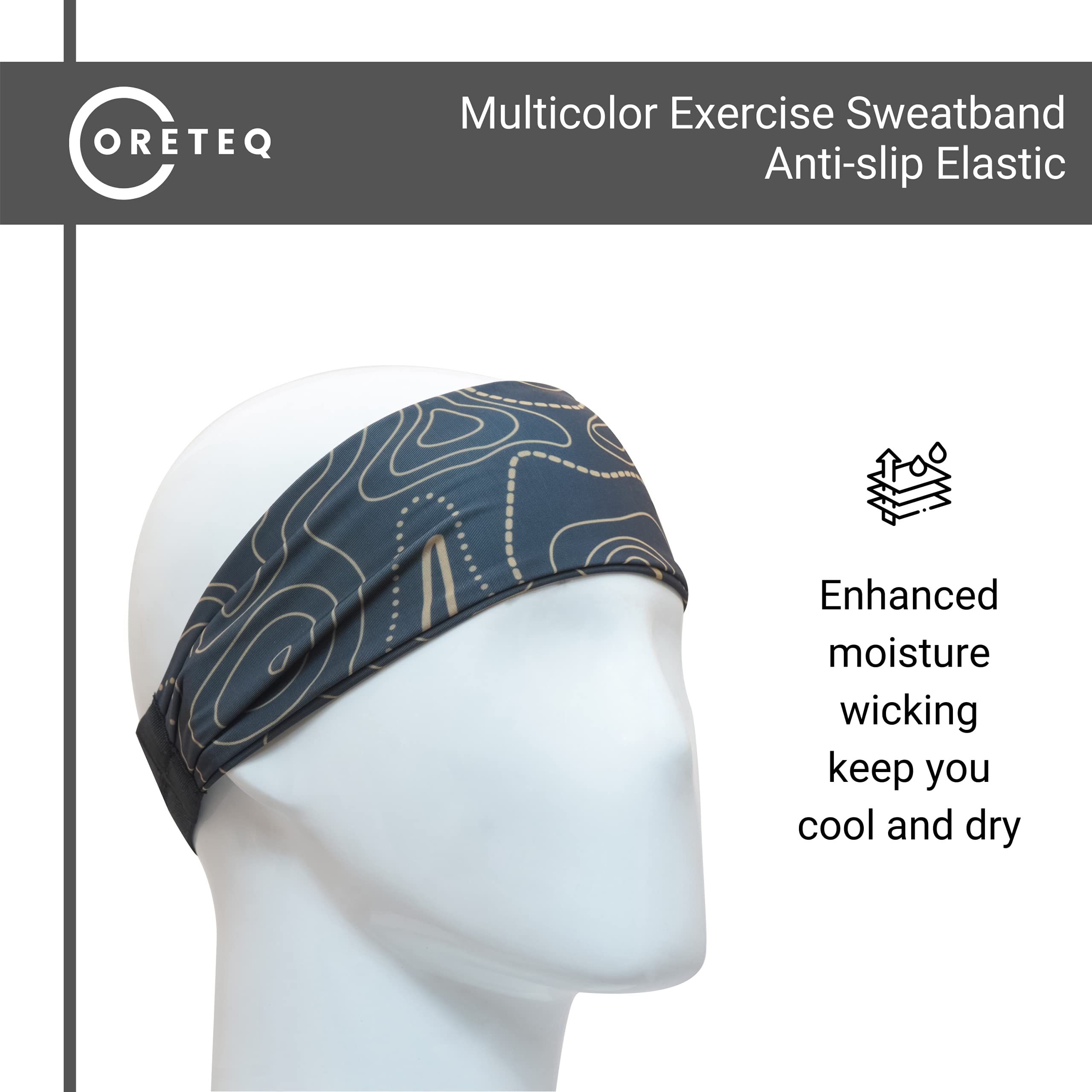 Coreteq Printed Multifunction Sports Sweatband Headband with Silicon Elastic Band Anti-Slip Men and Women (PSY Green) 1