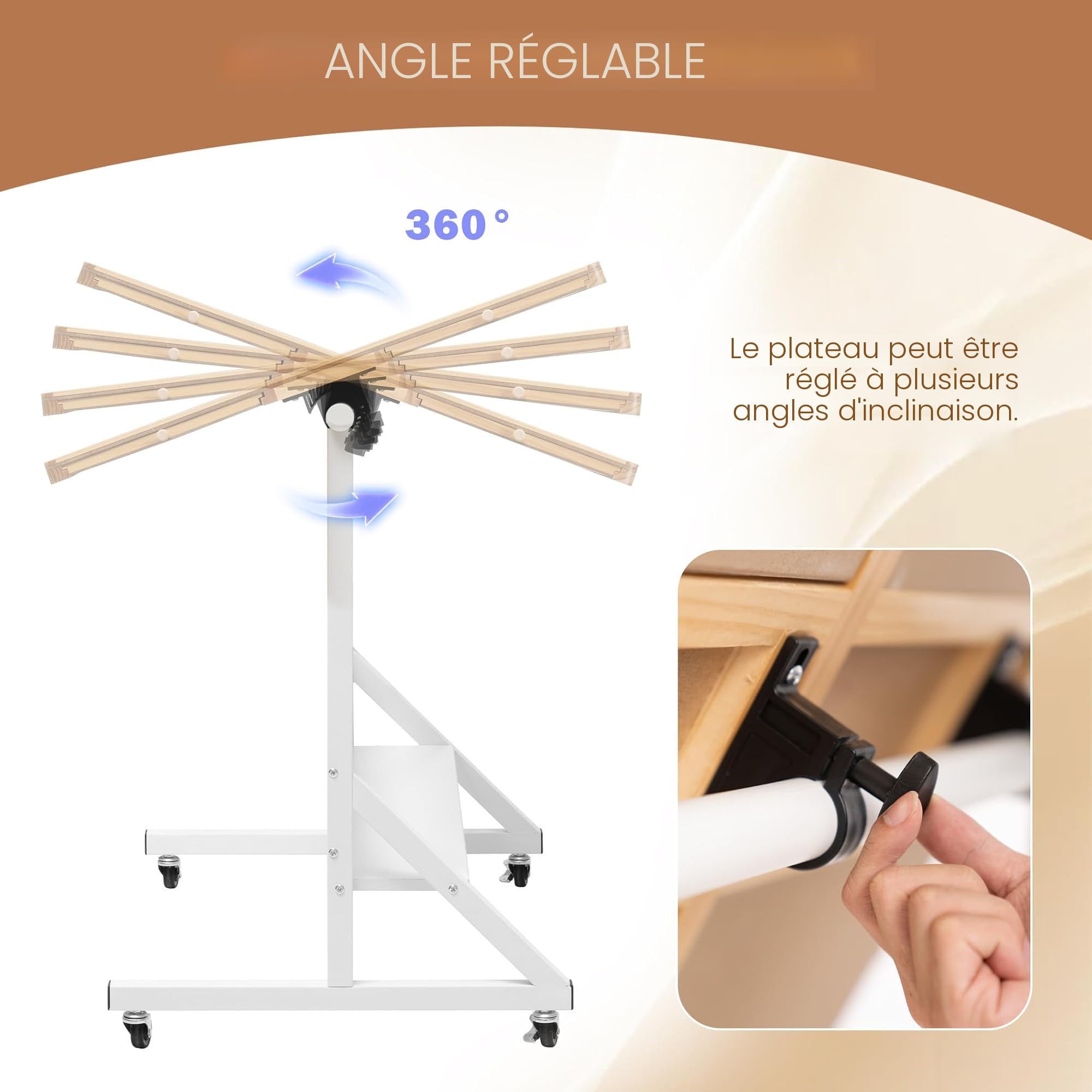 Table De Puzzle Tektalk – Inclinaison Et Hauteur Réglables – Plateau Avec Couvercle Et 5 Tiroirs – Jusqu’à 1500 Pièces – Roulettes Intégrées