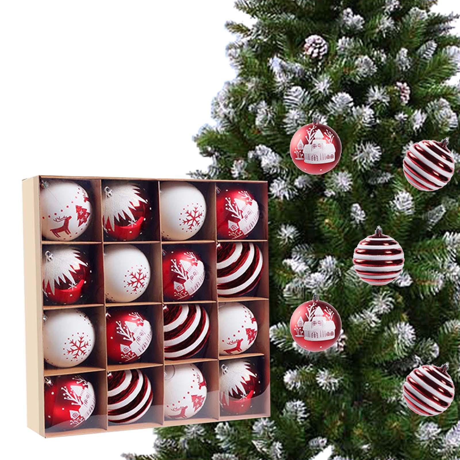 16 Weihnachtskugeln, Ornamente, Christbaumkugeln, Partyzubehör, Christbaumschmuck, für Kränze, Girlanden, Feiertage, Jubiläen, Rot und weiß