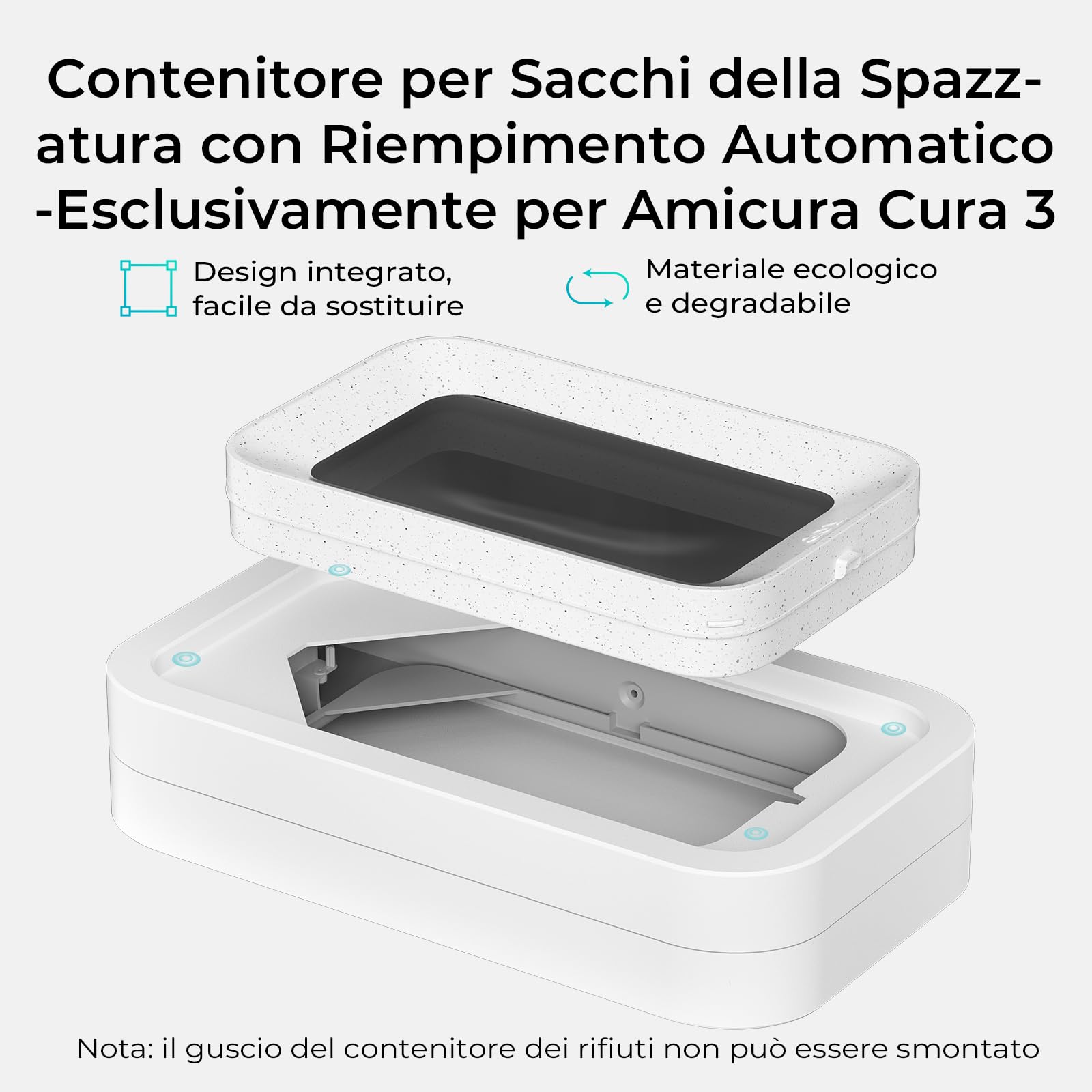 Amicura Cura3 Lettiera Gatto Autopulente Ricariche Sacchetti Biodegradabili Autosigillanti (2 Pezzi) - Compatibile Esclusivamente con Lettiera Autopulente Cura3
