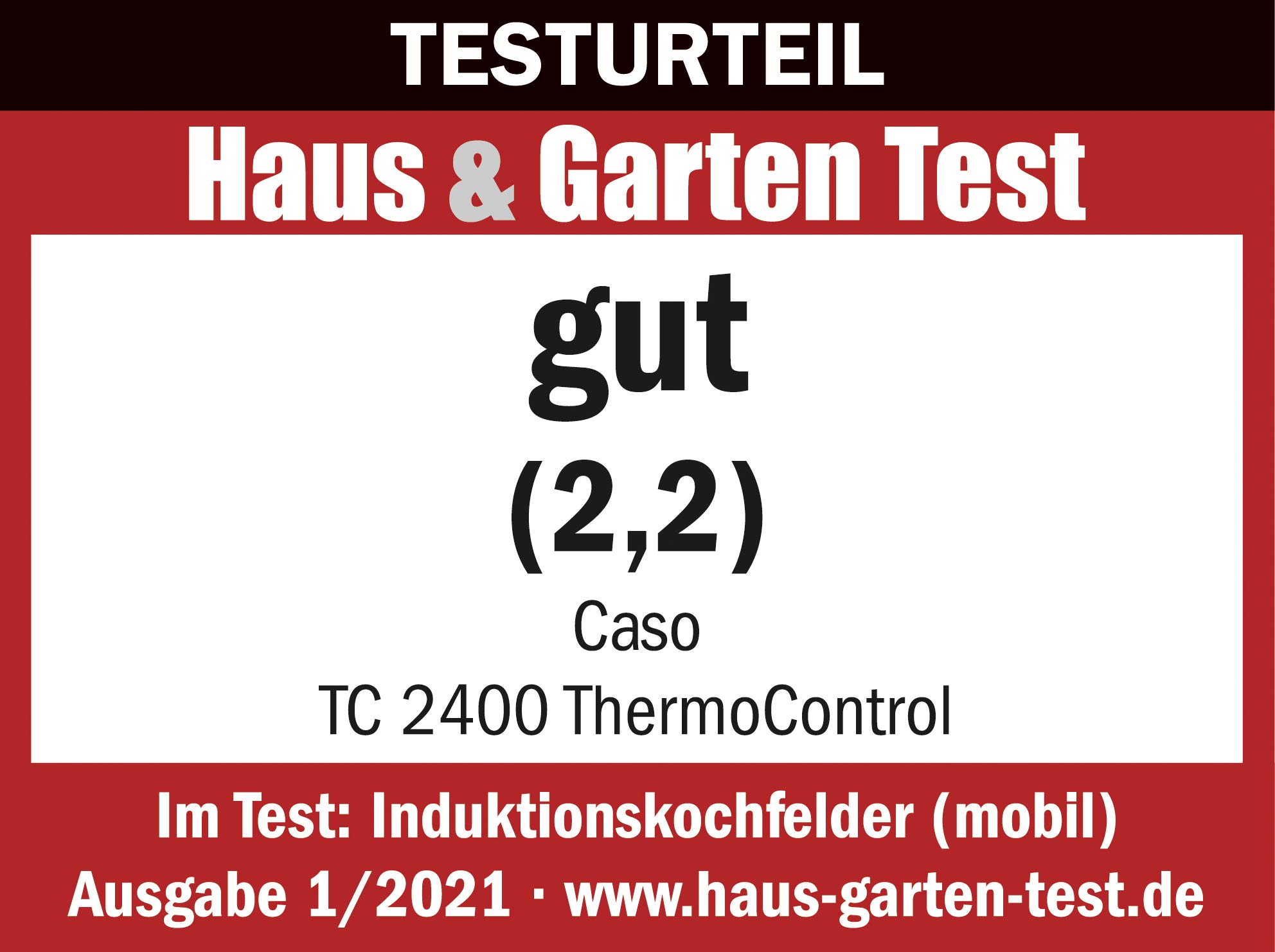 CASO TC2400 Thermo Control Einzel-Induktionskochfeld mit Thermometer für gradgenaues Braten und Kochen, perfekt für SousVide, Temperaturbereich 60-240°C, Timer, 2400 Watt
