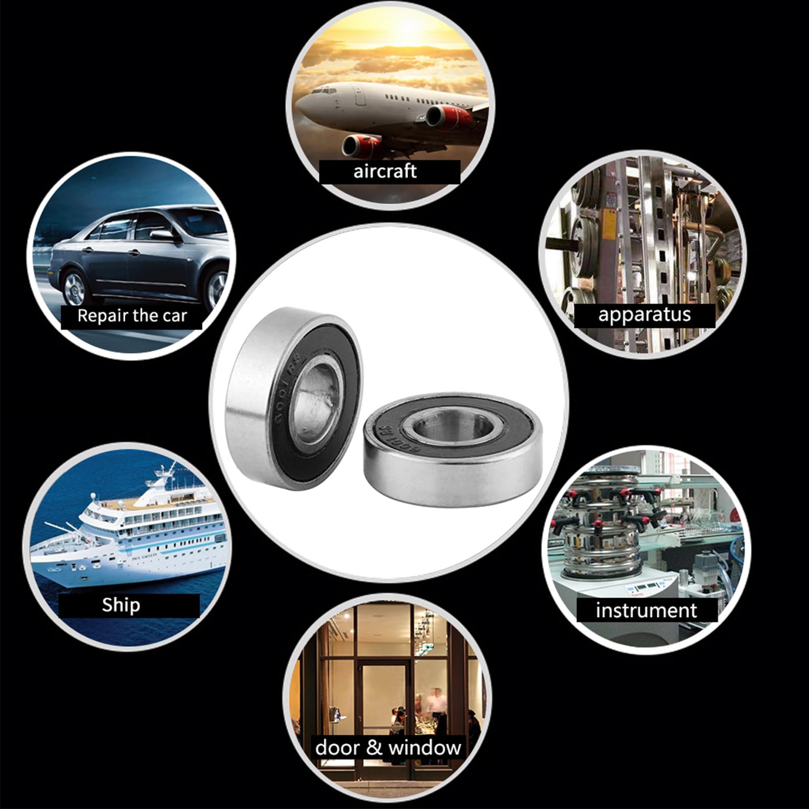 10 Pièces Roulement a Bille, 12x28x8 mm 6001-2rs Ball Bearings, Roulements de Skateboard à Rainure Profonde Scellé en Caoutchouc Convient Aux Machines Industrielles