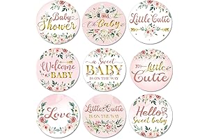 504 Pcs Pink Floral Baby Shower Favor Labels
