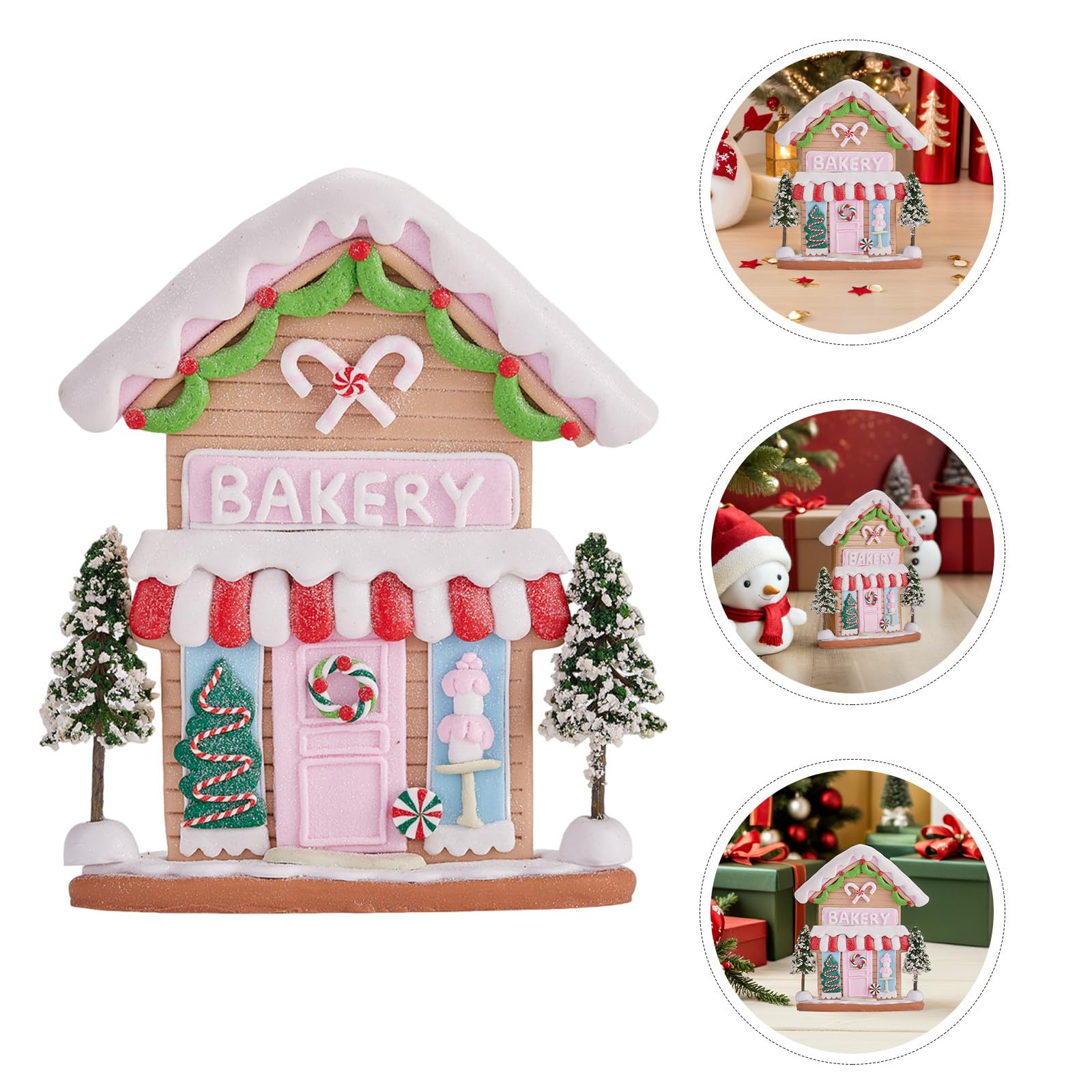 Casa Navideña de Arcilla Polimérica, Adorno Festivo Pintado a Mano para Decoración de Mesa en Fiestas de Invierno
