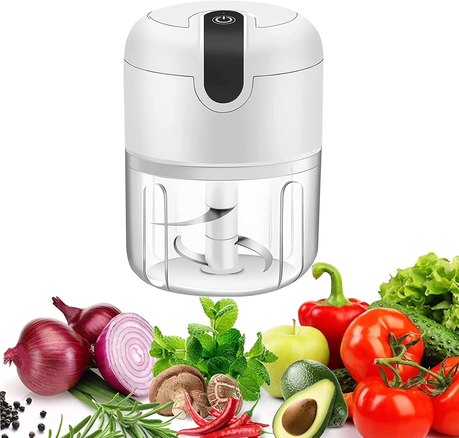 KMOTID Mini 37W Electric usb chopper for fruit and vegetable | Portable Food Processor Blender masher for kitchen Onion,Garlic,Chili,Ginger,Meat,Nuts and more[250ml][multicolor]