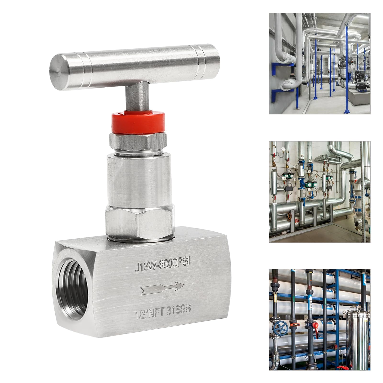 316 Stainless Steel Straight Needle Valve, 1/2