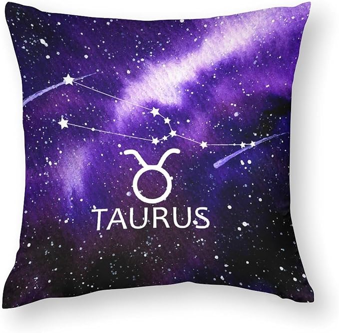 Custom 12 Zodiac Signs Pillowcase 18 x 18 Inch Decorative Throw Pillow Covers Double-side Print Taurus Astrology Throw Pillow Cushion Cover Accent Pillows Throw Pillow Cases with Hidden Zipper